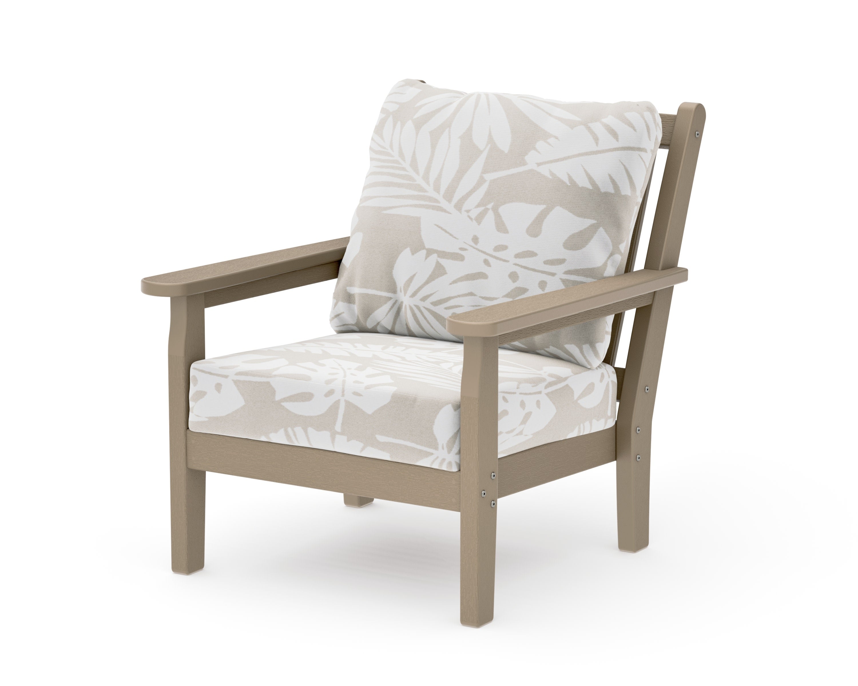Chippendale Deep Seating Chair in Vintage Sahara / Leaf Dune Burlap