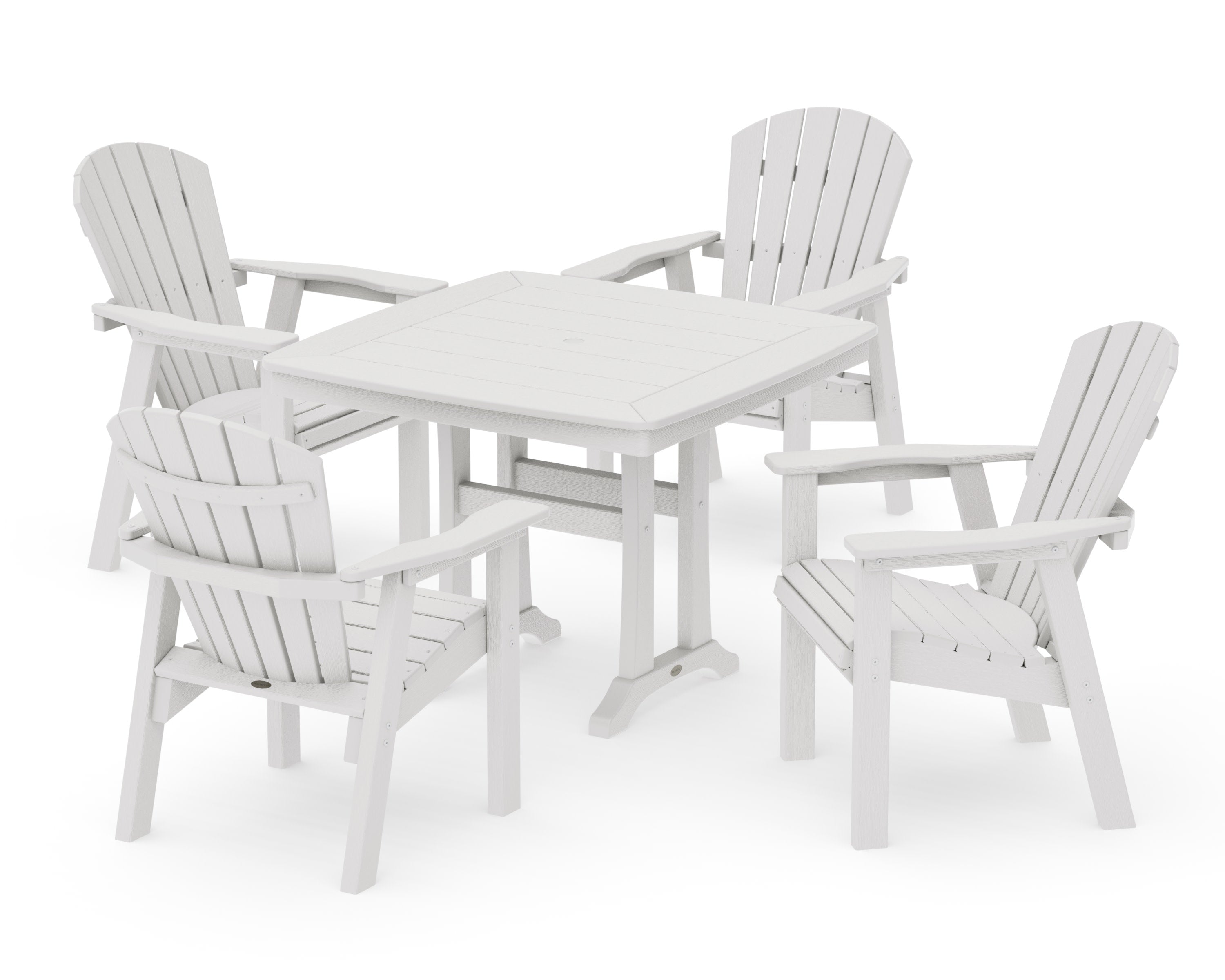 Seashell 5-Piece Dining Set with Trestle Legs in Vintage White