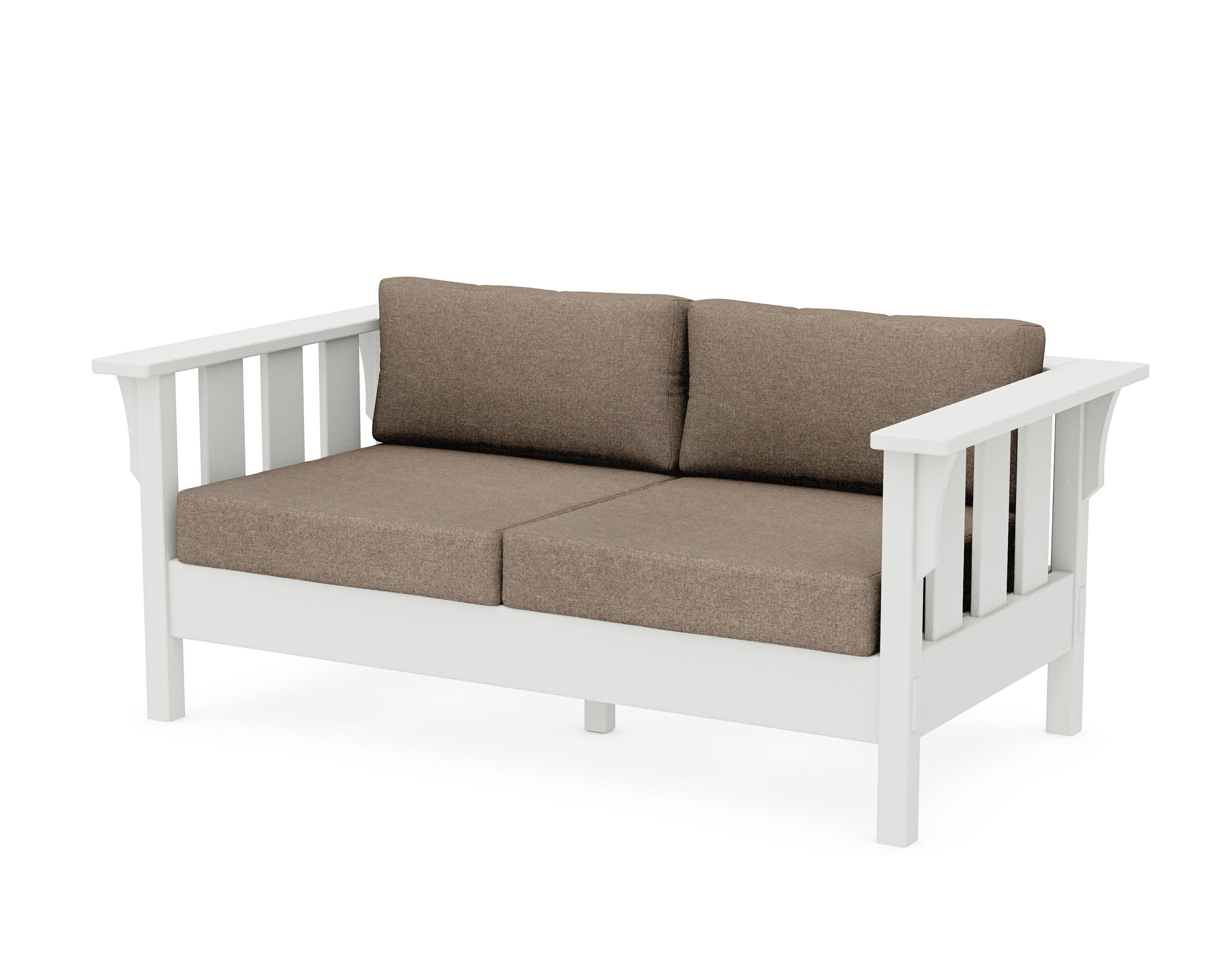 Acadia Deep Seating Loveseat in Vintage White / Spiced Burlap