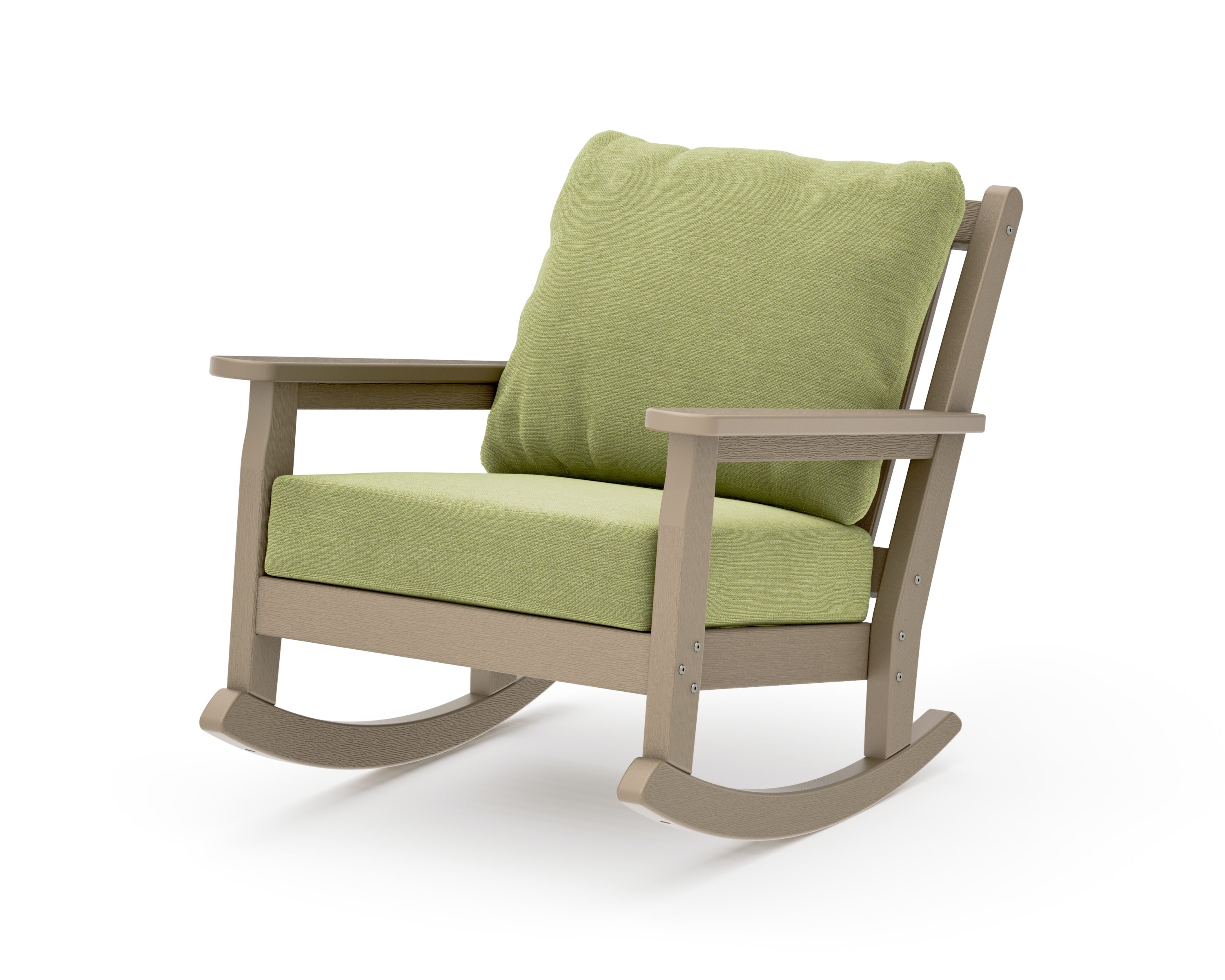 Chippendale Deep Seating Rocking Chair in Vintage Sahara / Chartreuse Boucle