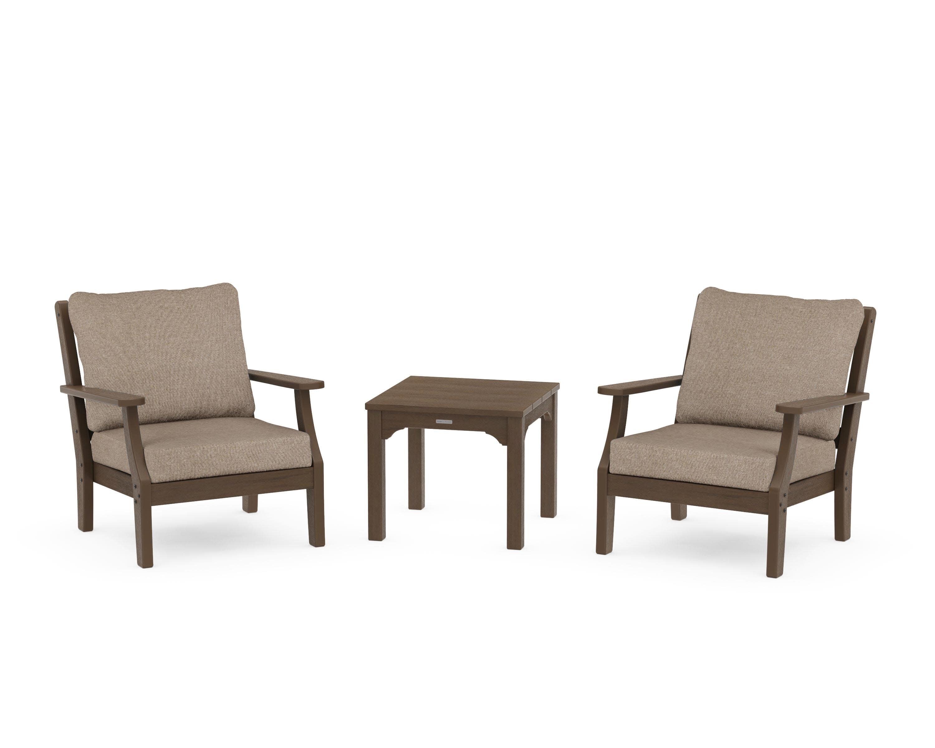 Chinoiserie 3-Piece Deep Seating Set in Kona / Spiced Burlap