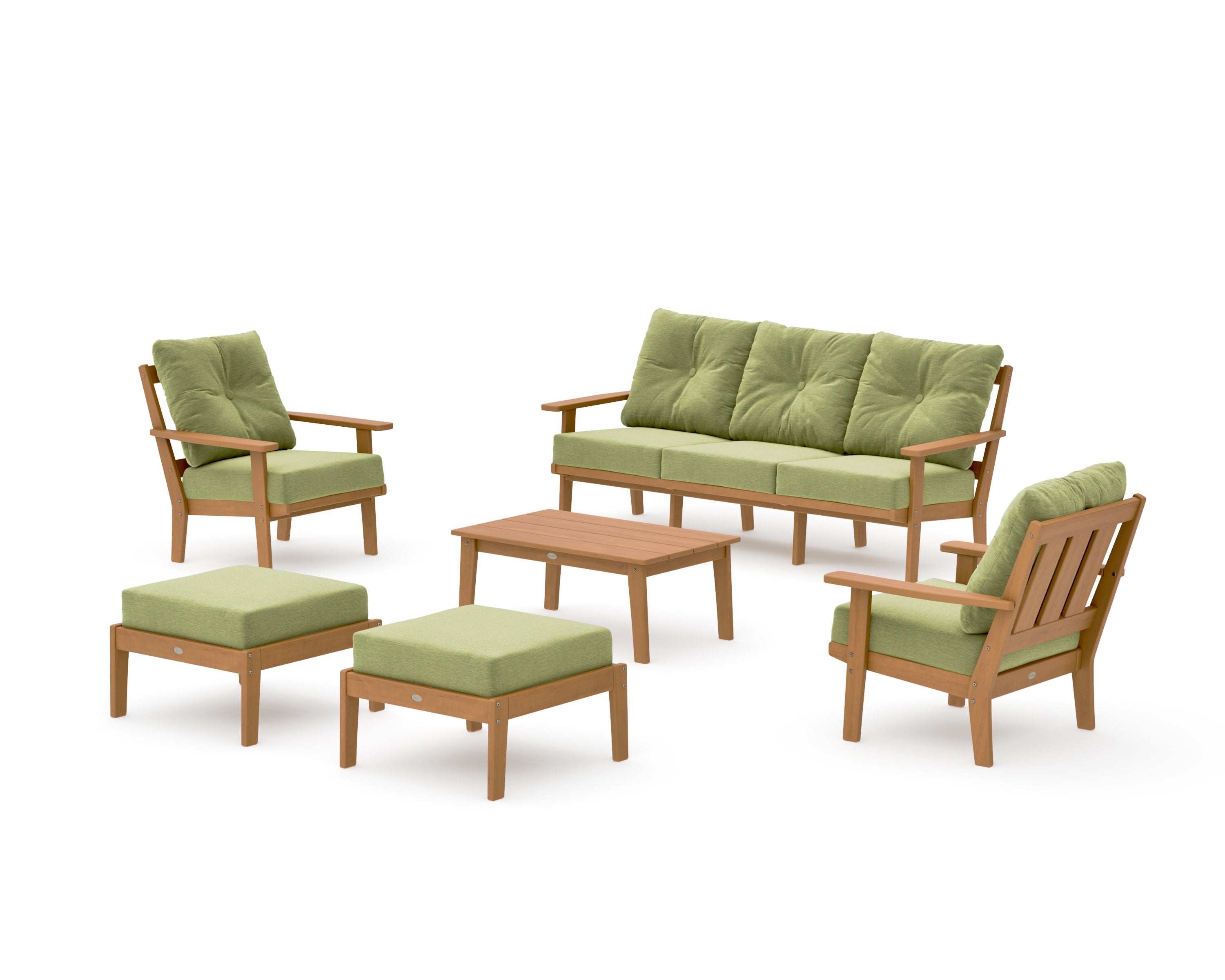 Oxford 6-Piece Lounge Sofa Set in Natural / Chartreuse Boucle