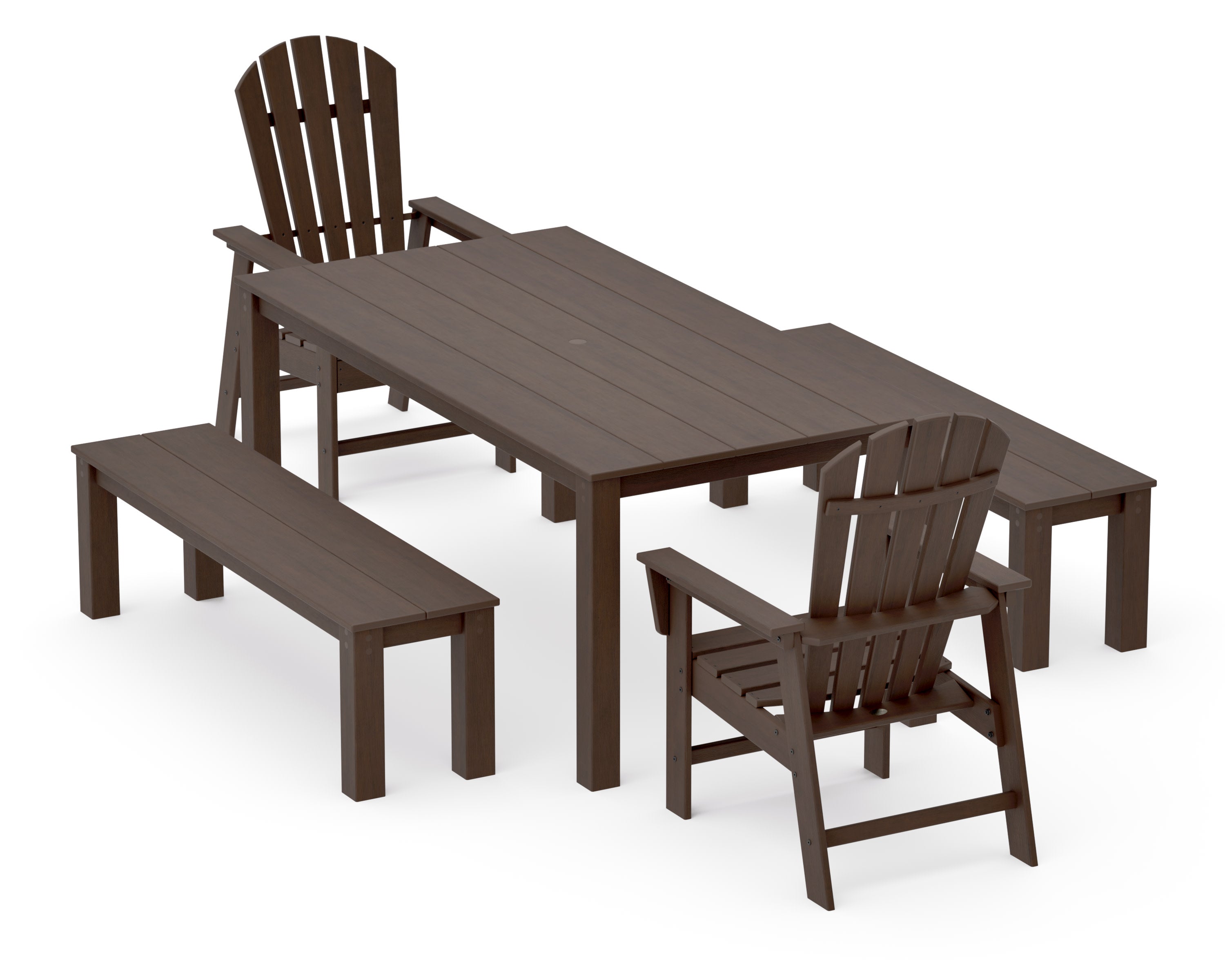 South Beach 5-Piece Parsons Dining Set with Benches in Kona
