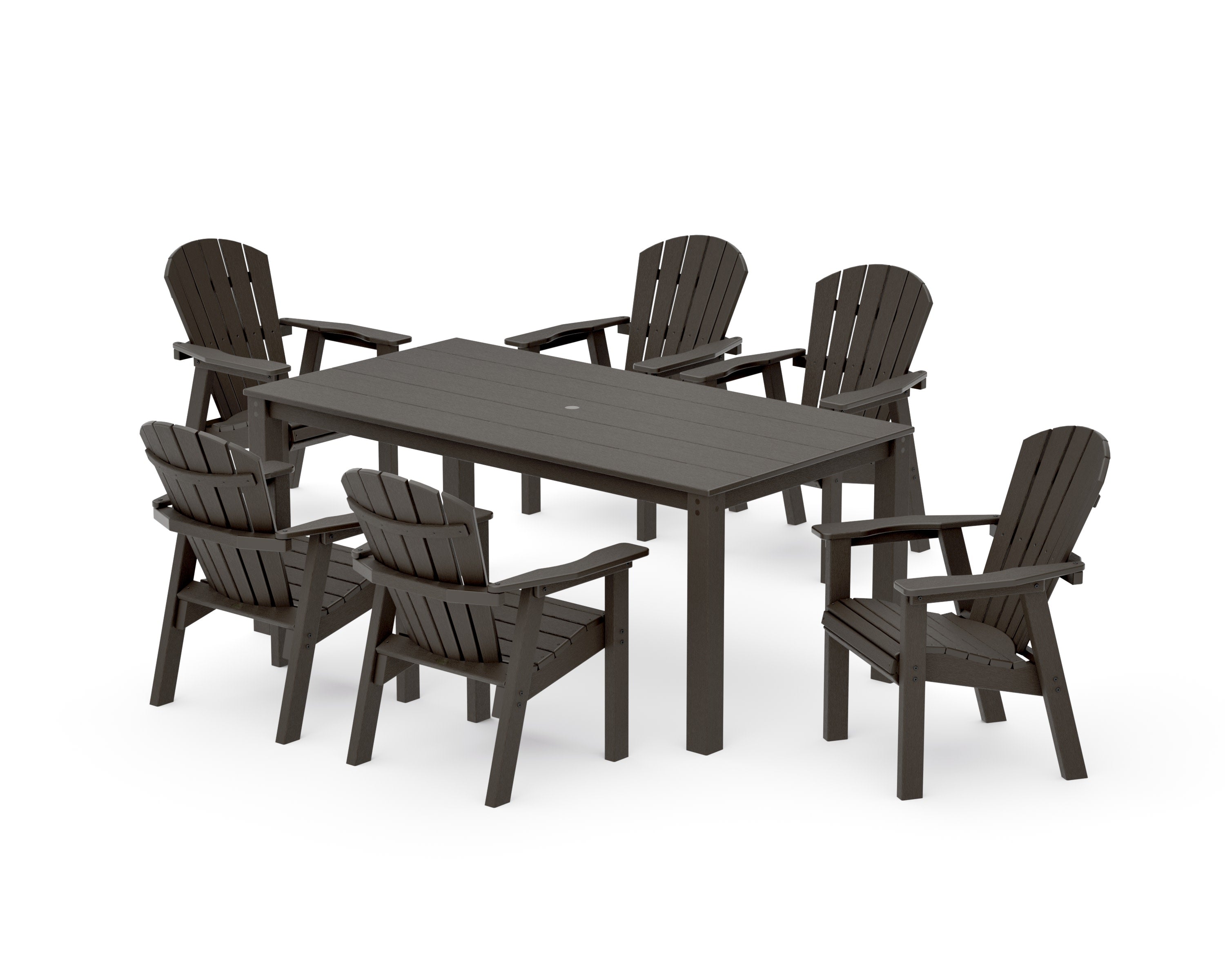 Seashell 7-Piece Parsons Dining Set in Vintage Coffee