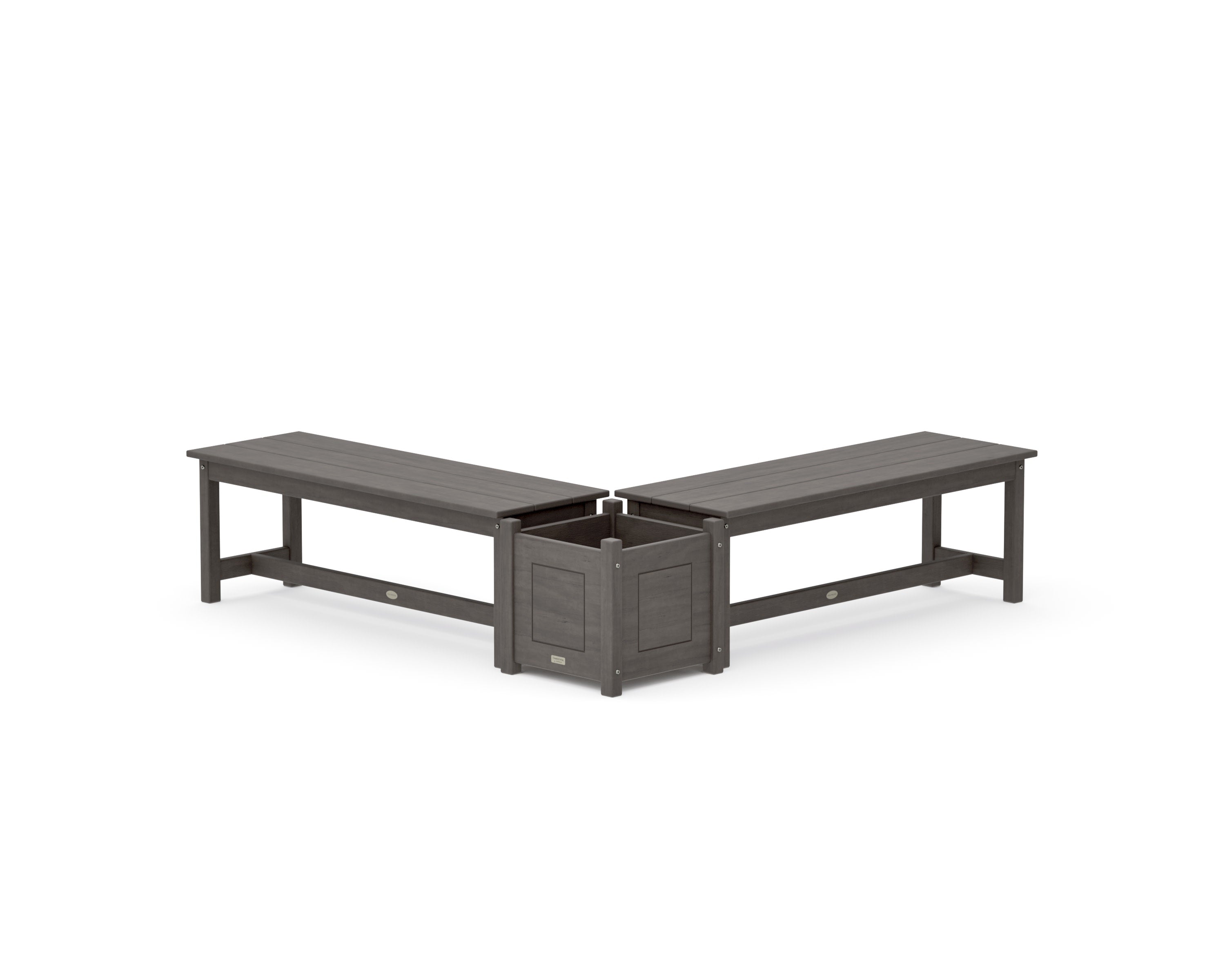 48" Country Living L- Shaped Planter Bench Set in Driftwood