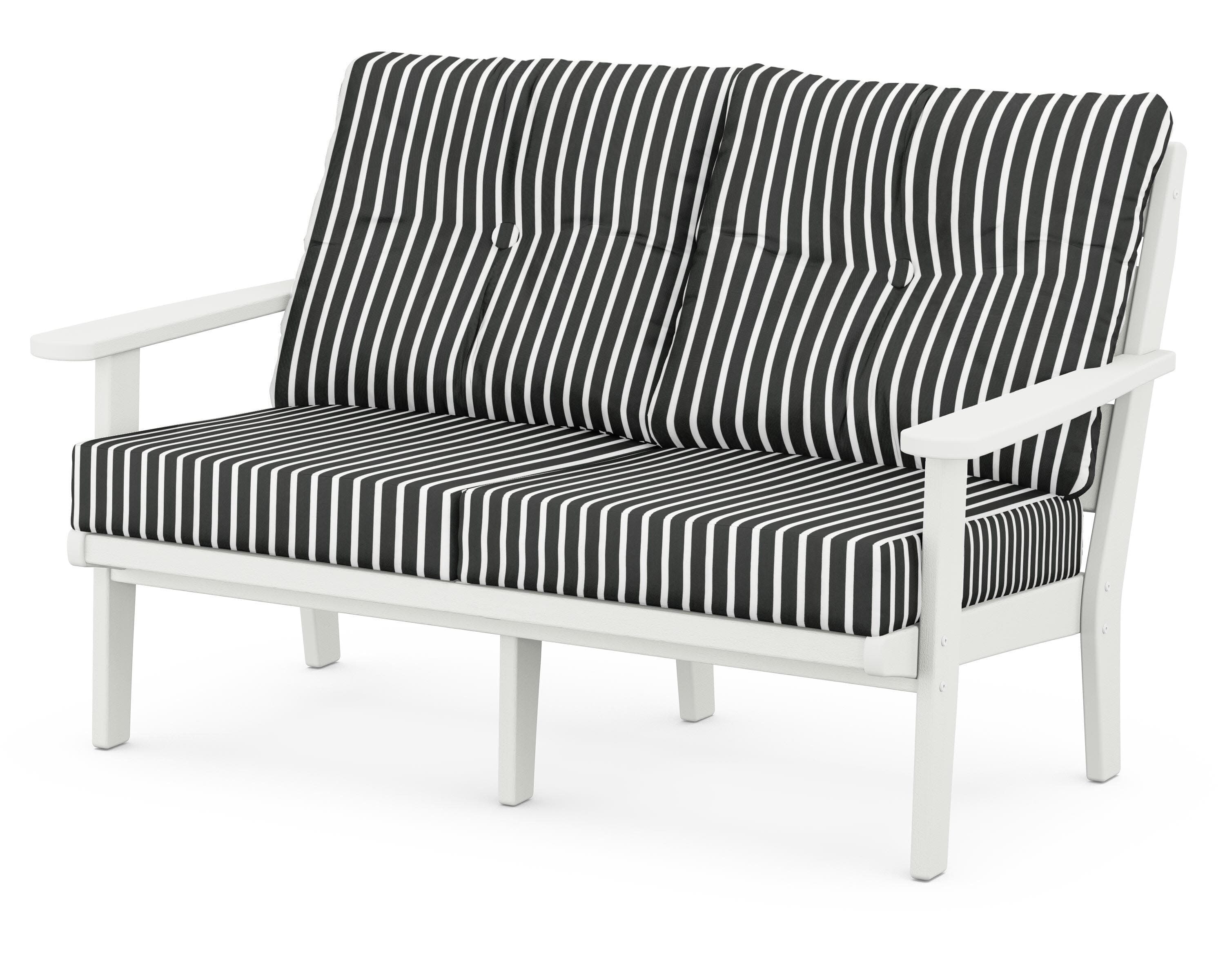 Lakeside Deep Seating Loveseat in Vintage White / Shore Classic