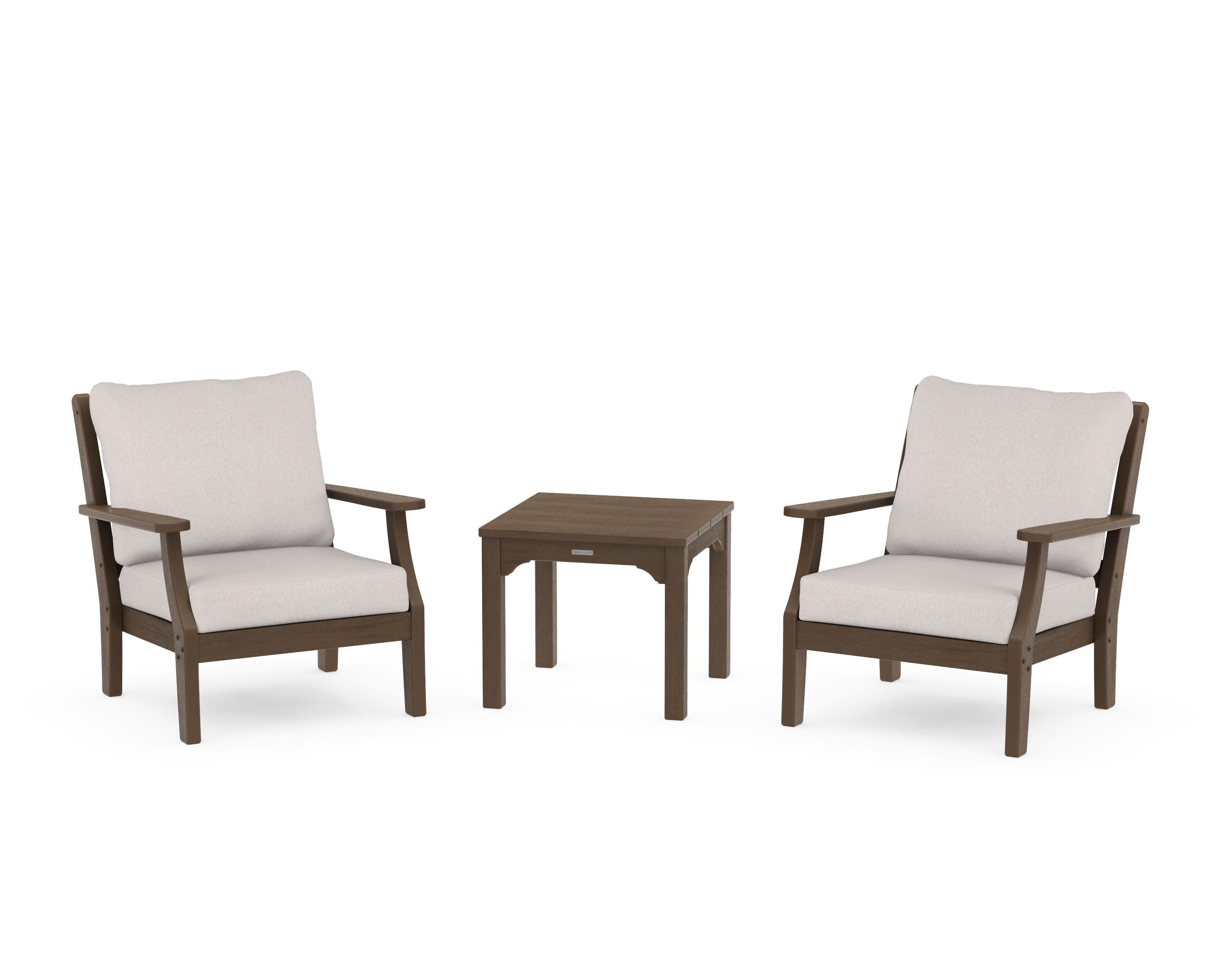 Chinoiserie 3-Piece Deep Seating Set in Kona / Dune Burlap