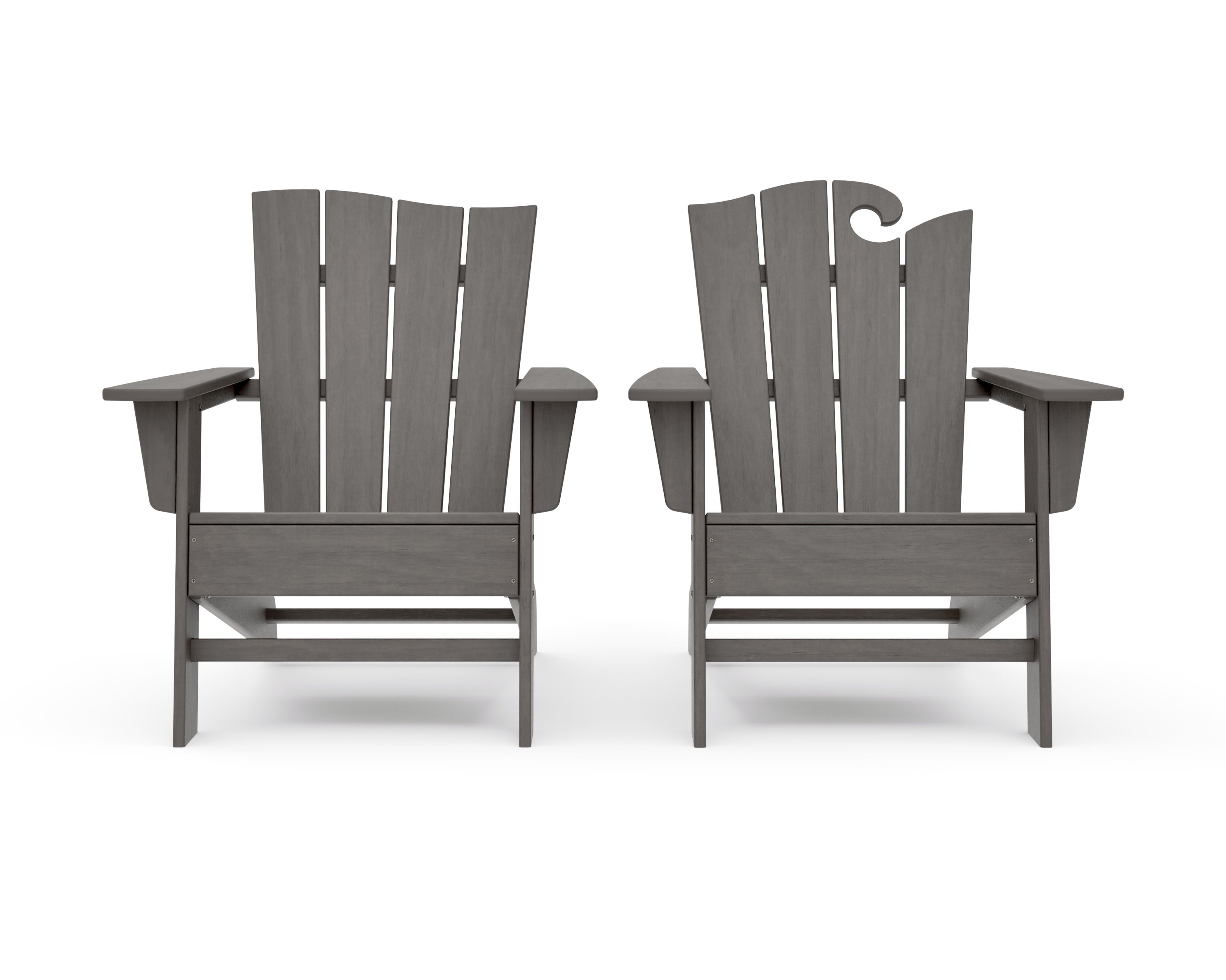 Wave 2-Piece Adirondack Set with The Wave Chair Left in Driftwood