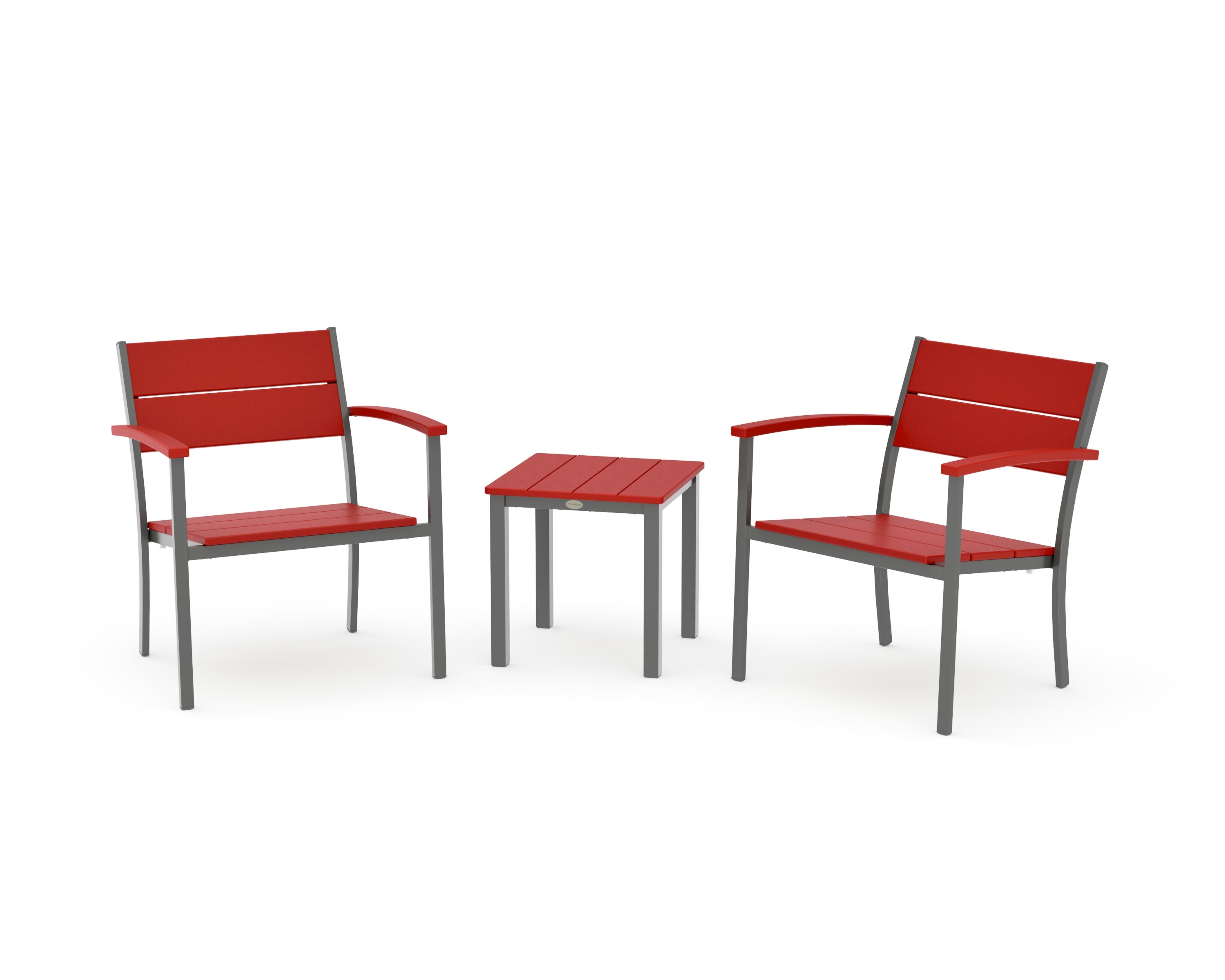 Main Street 3-Piece Lounge Chair Set in Charcoal / Sunset Red