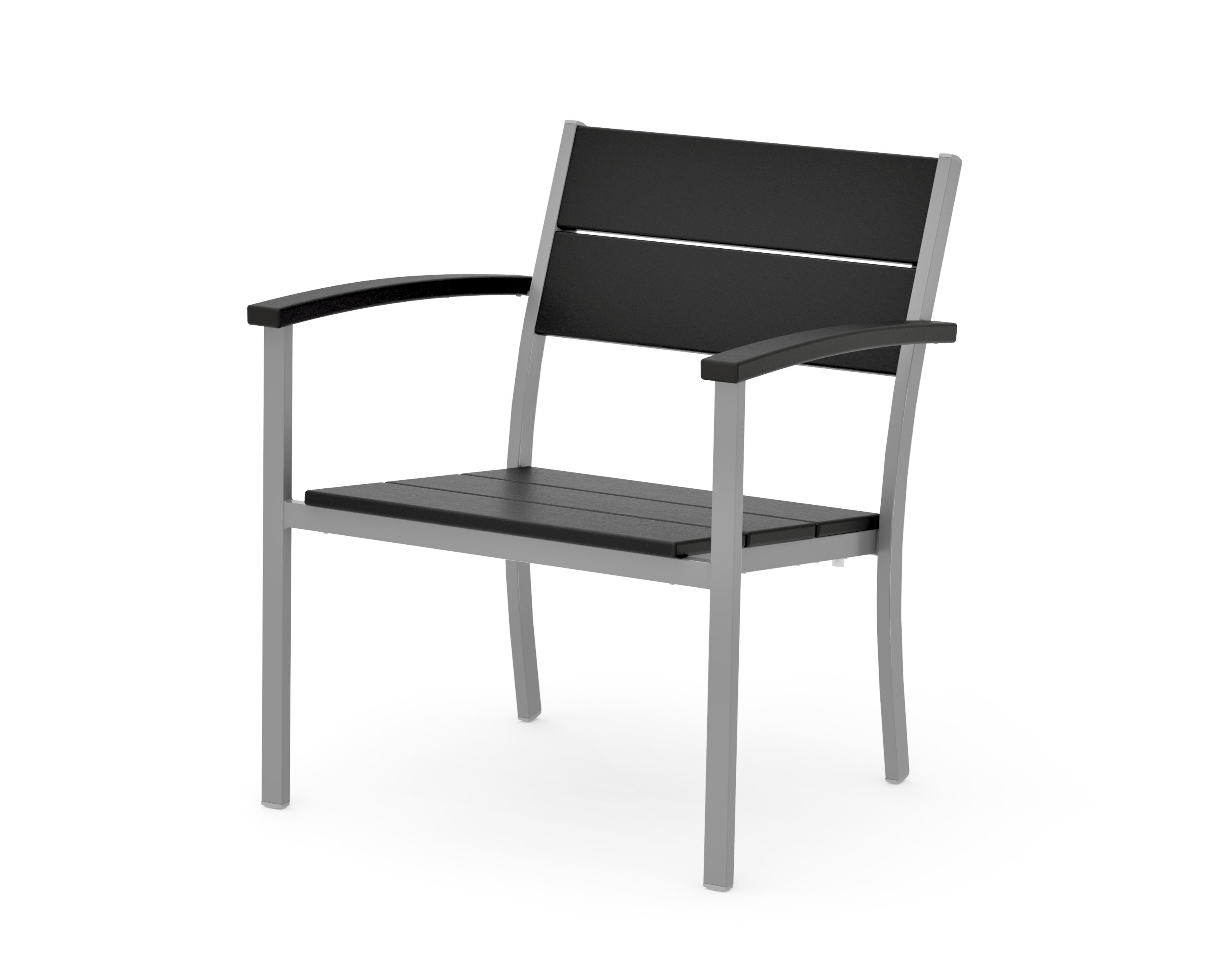 Main Street Stacking Lounge Arm Chair in Silver / Black