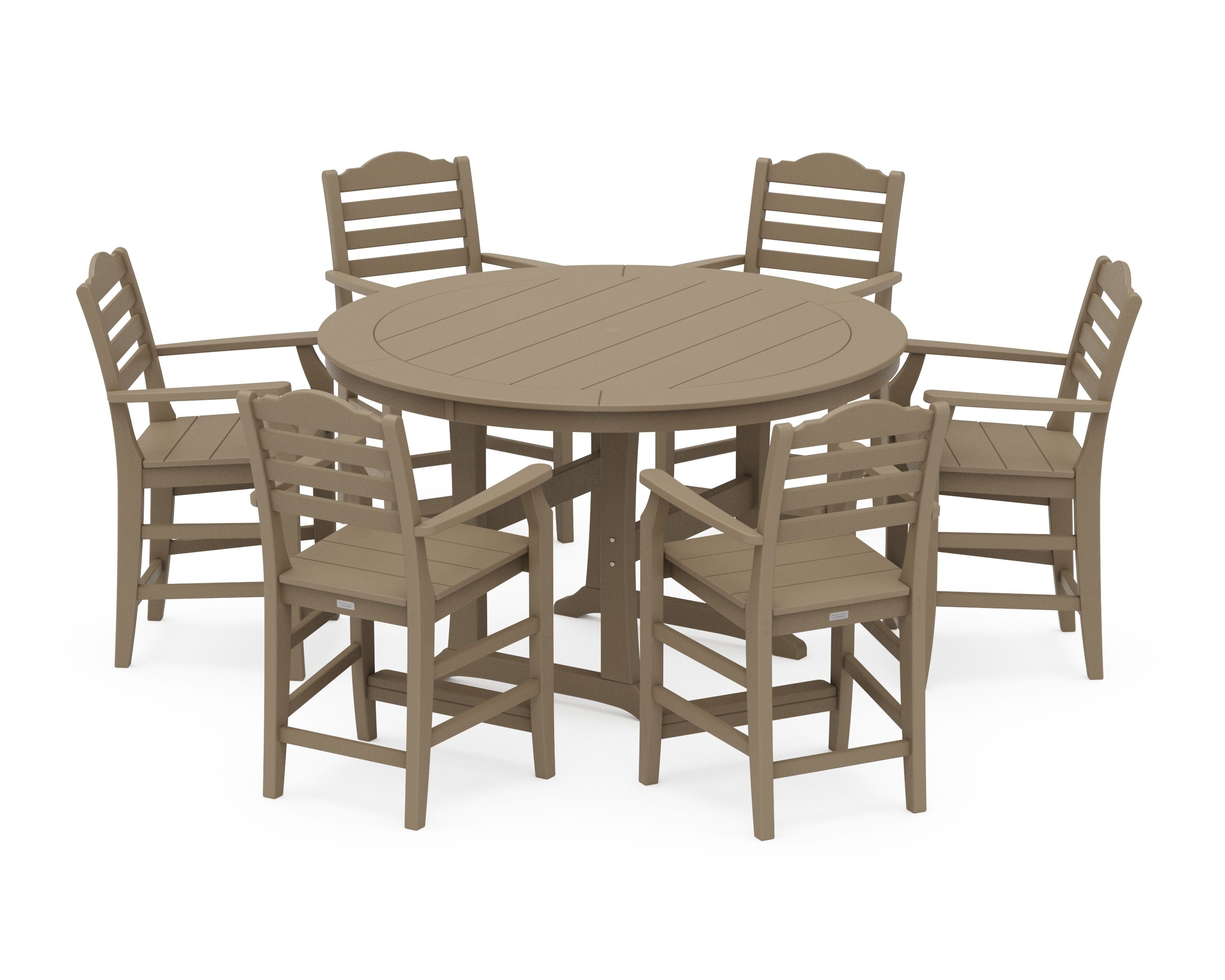 Savannah 7-Piece Arm Chair Round Counter Set in Vintage Sahara
