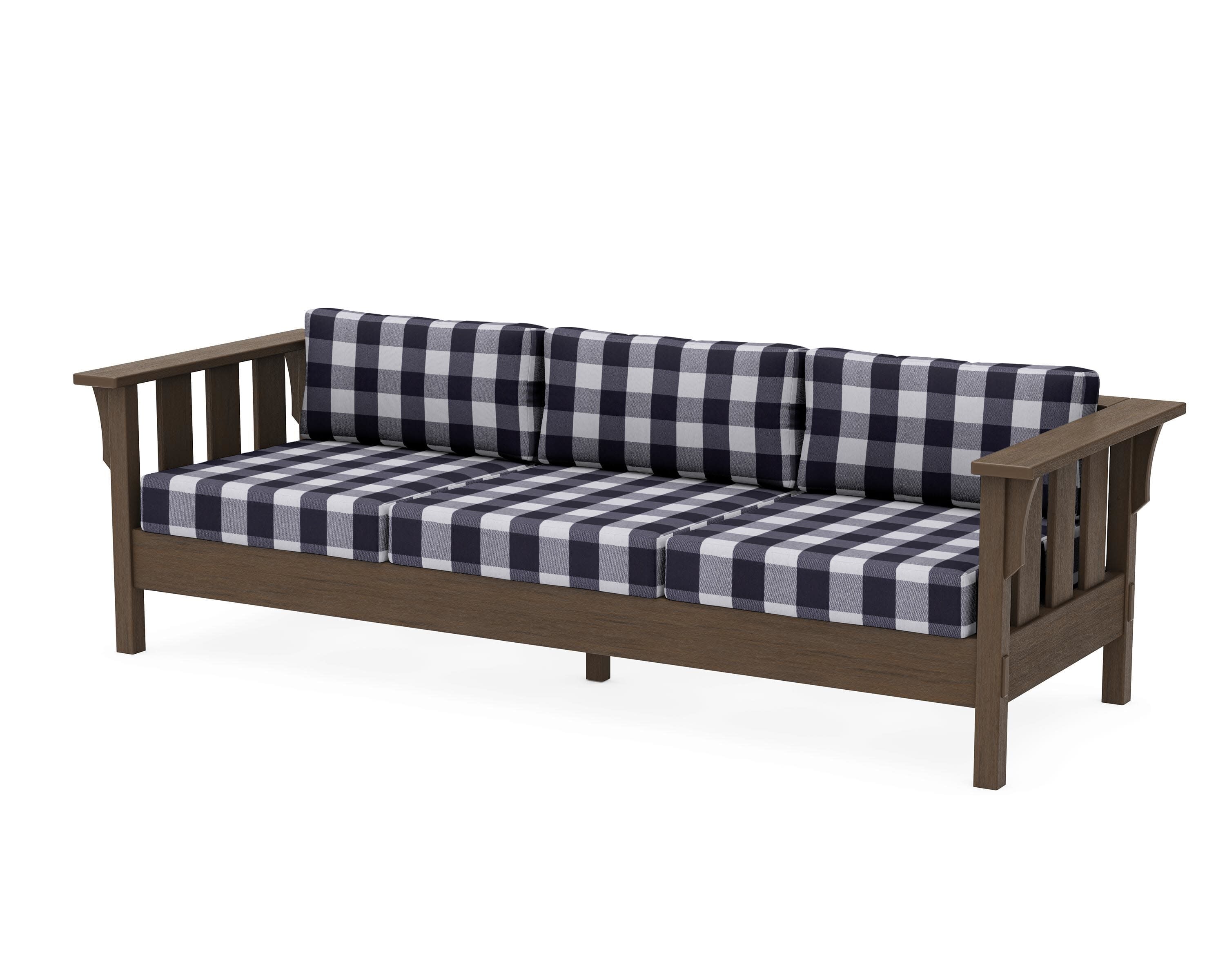 Acadia Deep Seating Sofa in Kona / Buffalo Plaid Navy