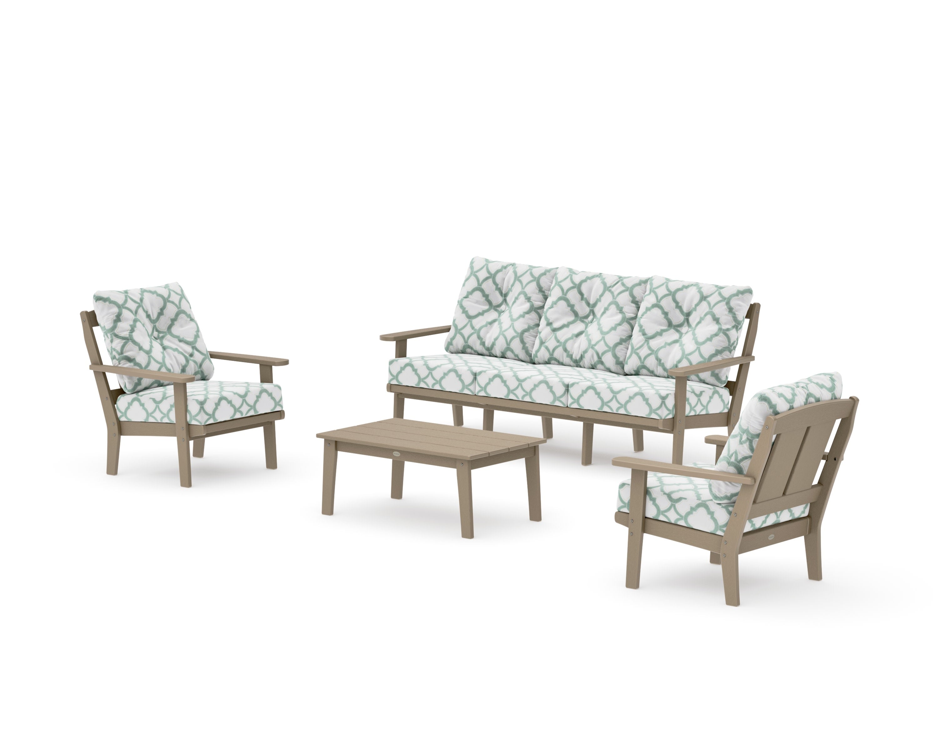 Mission 4-Piece Deep Seating Set with Sofa in Vintage Sahara / Trellis Glacier Spa