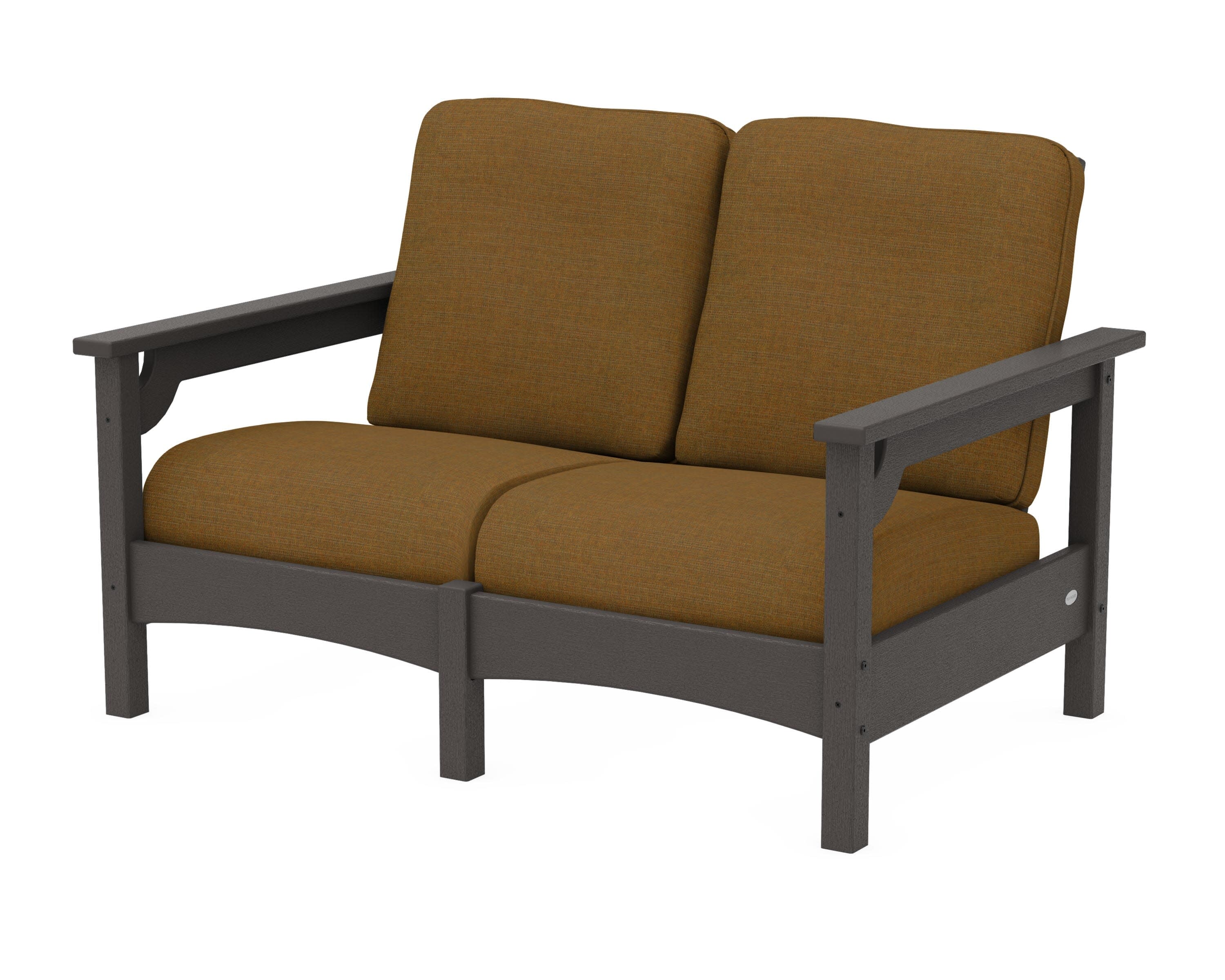 Club Loveseat in Vintage Coffee / Exhale Teak