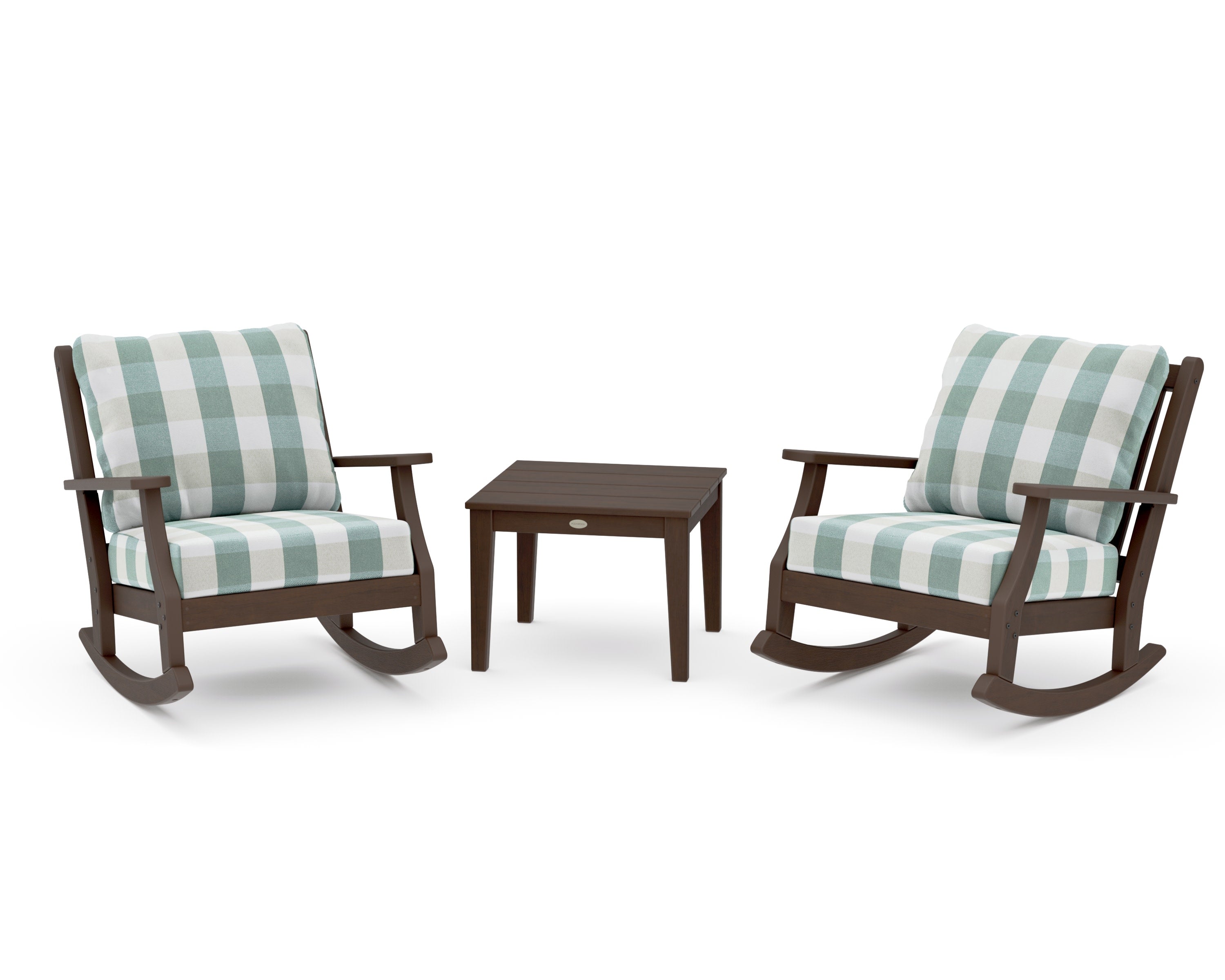 Wovendale 3-Piece Deep Seating Rocker Set in Kona / Buffalo Plaid Glacier Spa