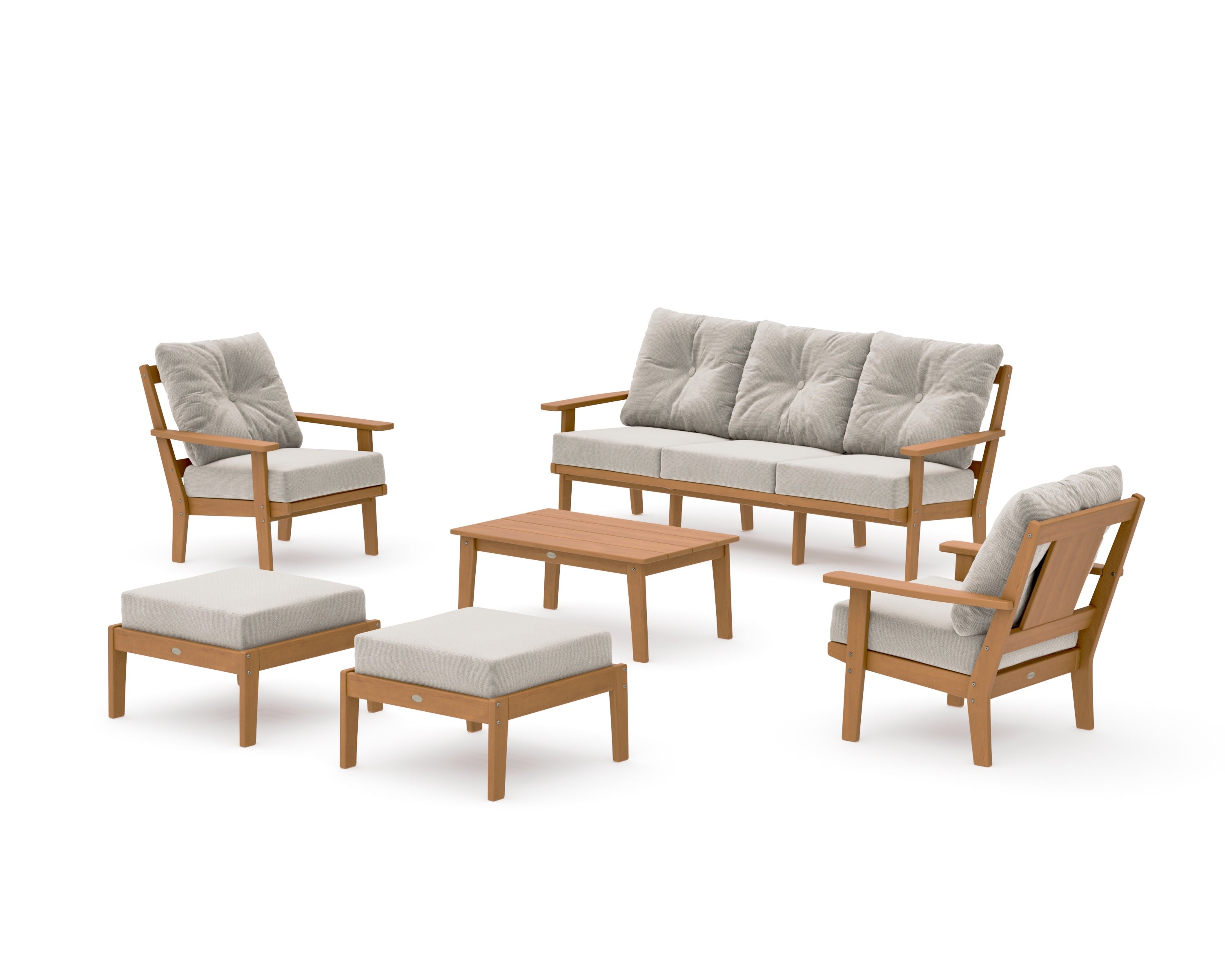 Prairie 6-Piece Lounge Sofa Set in Natural / Dune Burlap