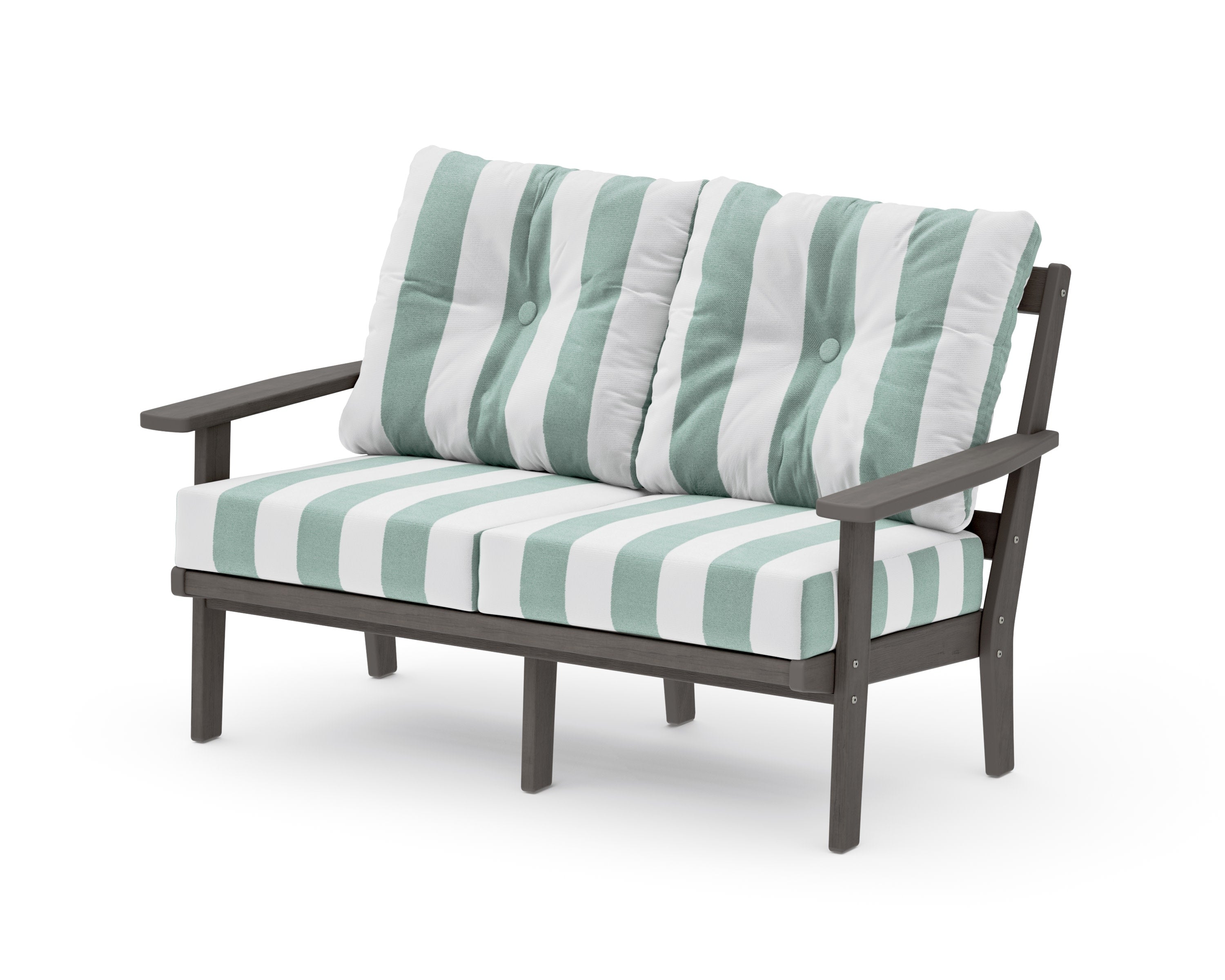 Prairie Deep SeatingLoveseat in Driftwood / Cabana Stripe Glacier Spa