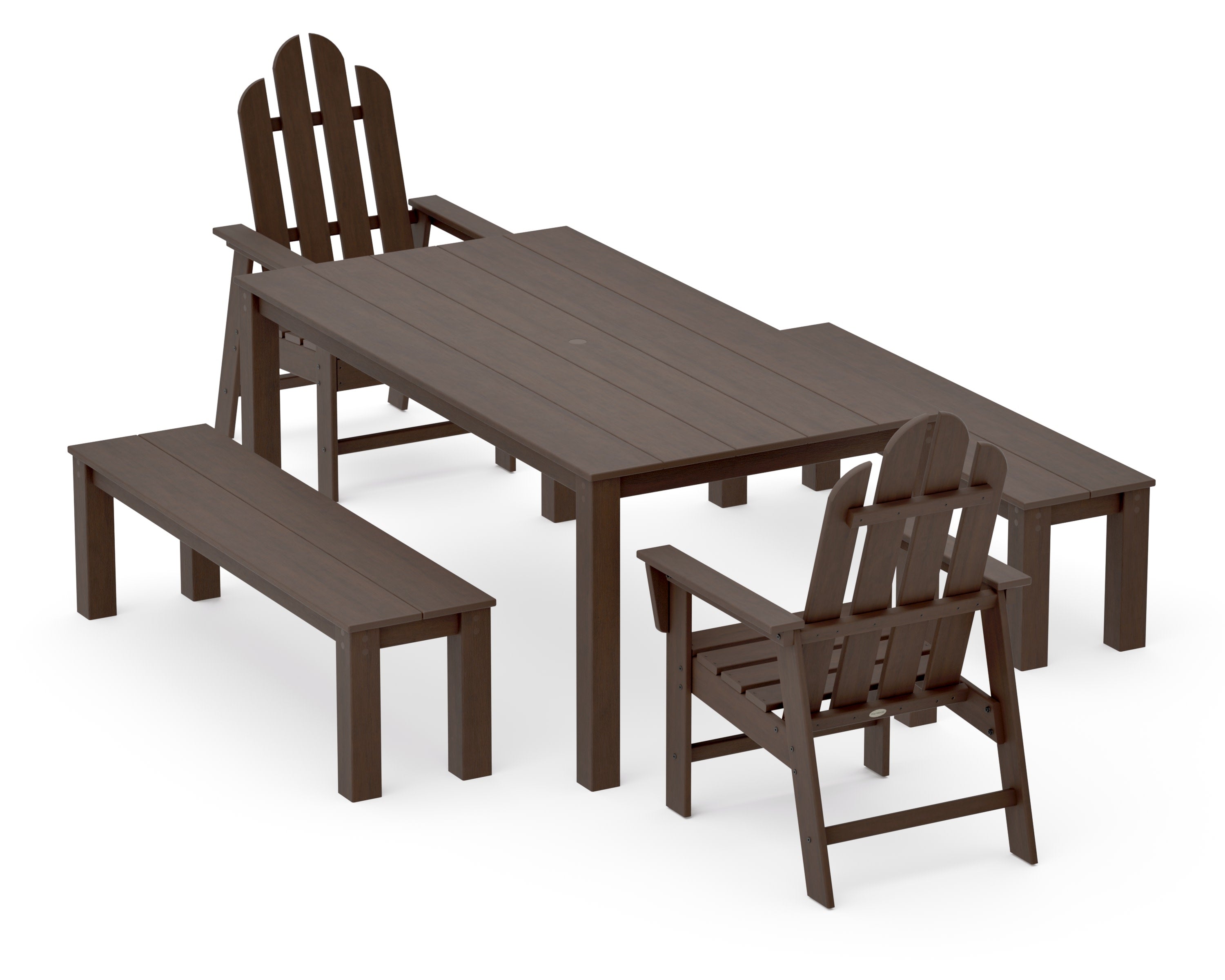 Long Island 5-Piece Parsons Dining Set with Benches in Kona