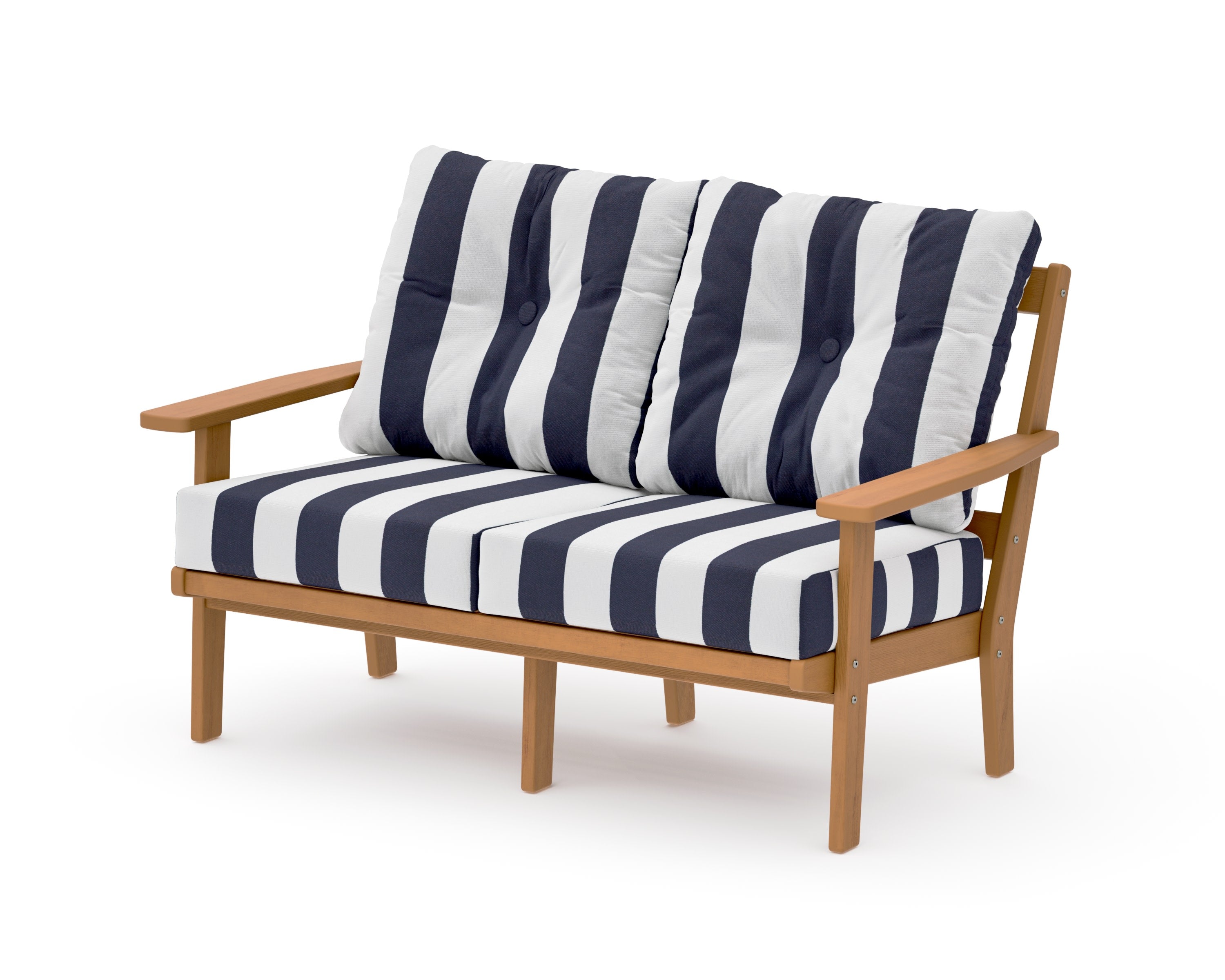 Prairie Deep SeatingLoveseat in Natural / Cabana Stripe Navy