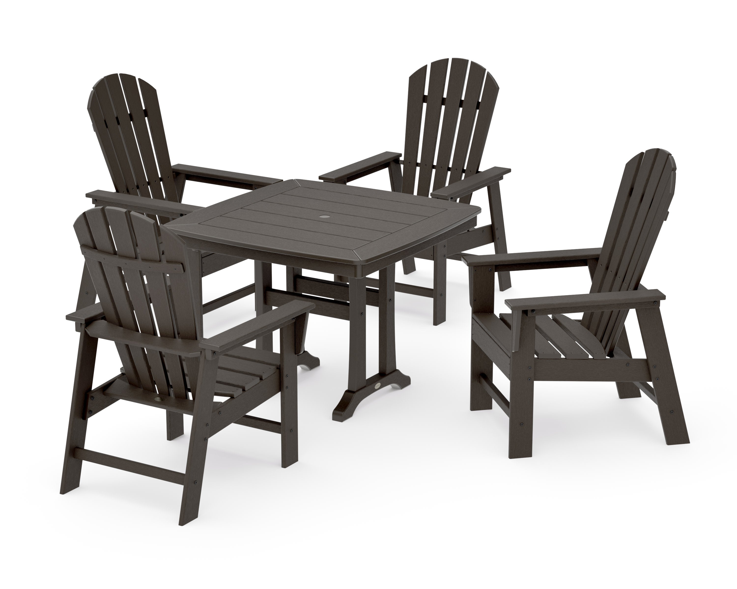 South Beach 5-Piece Dining Set with Trestle Legs in Vintage Coffee