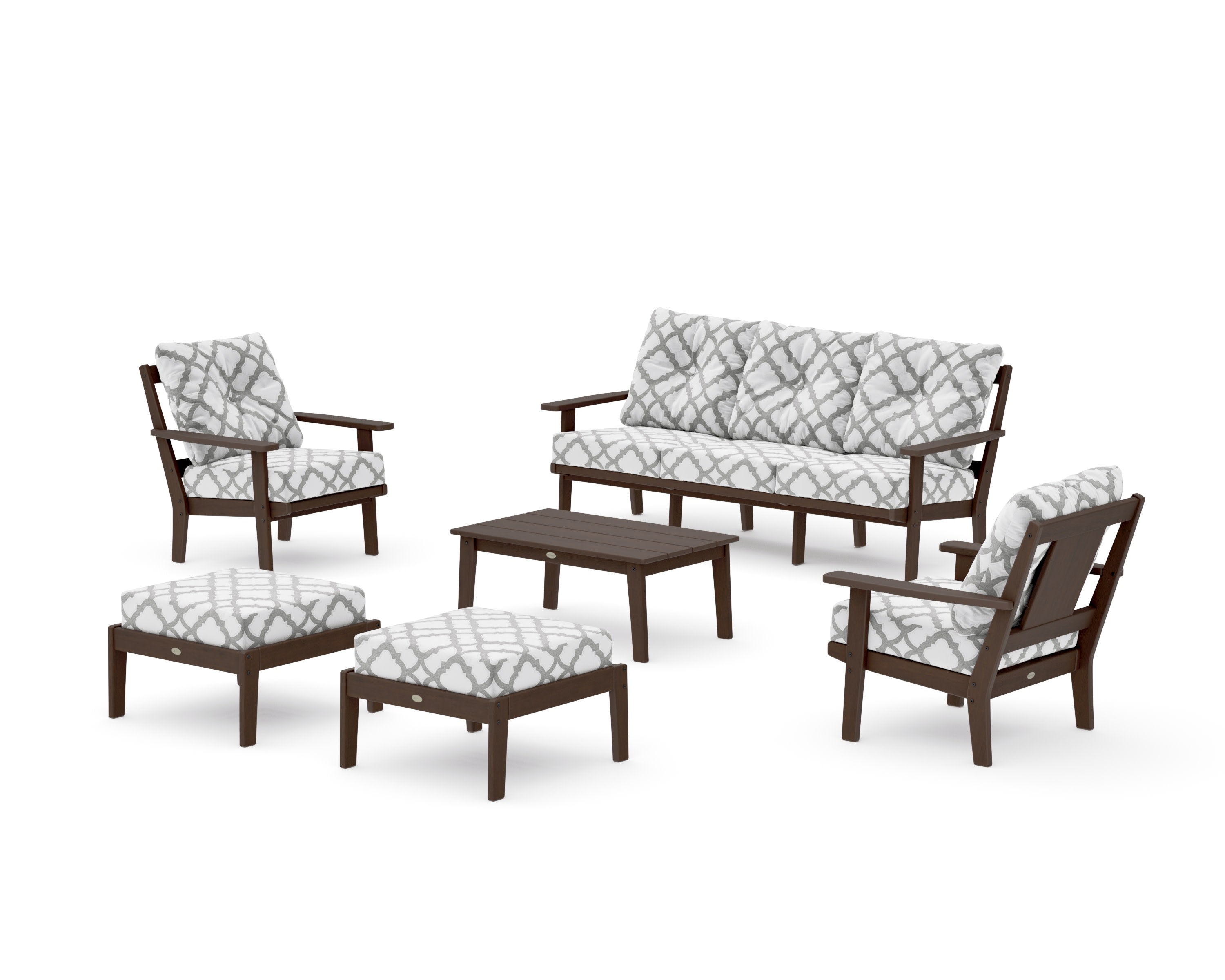 Prairie 6-Piece Lounge Sofa Set in Kona / Trellis Grey Mist