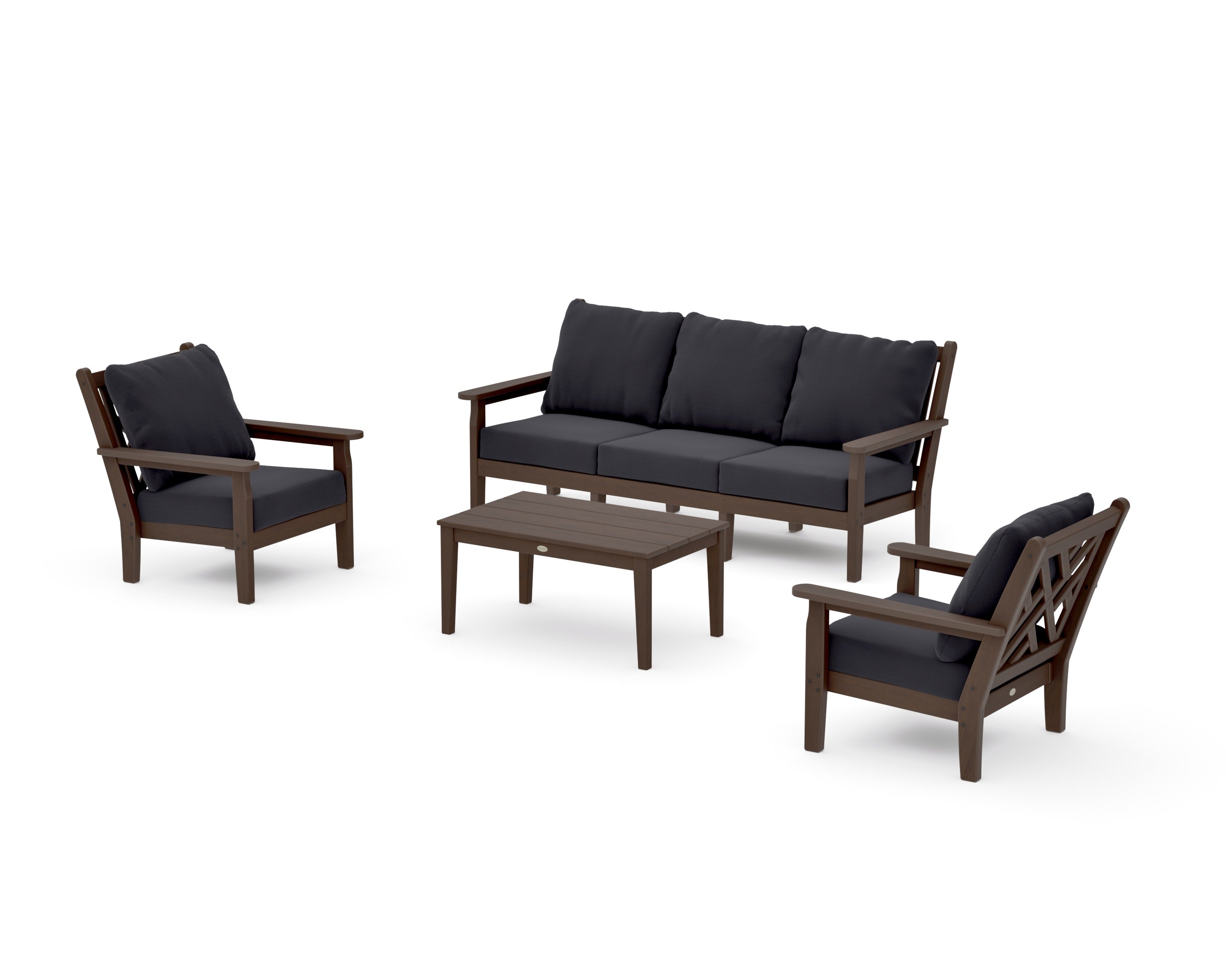Chippendale 4-Piece Deep Seating Set with Sofa in Kona / Midnight Linen