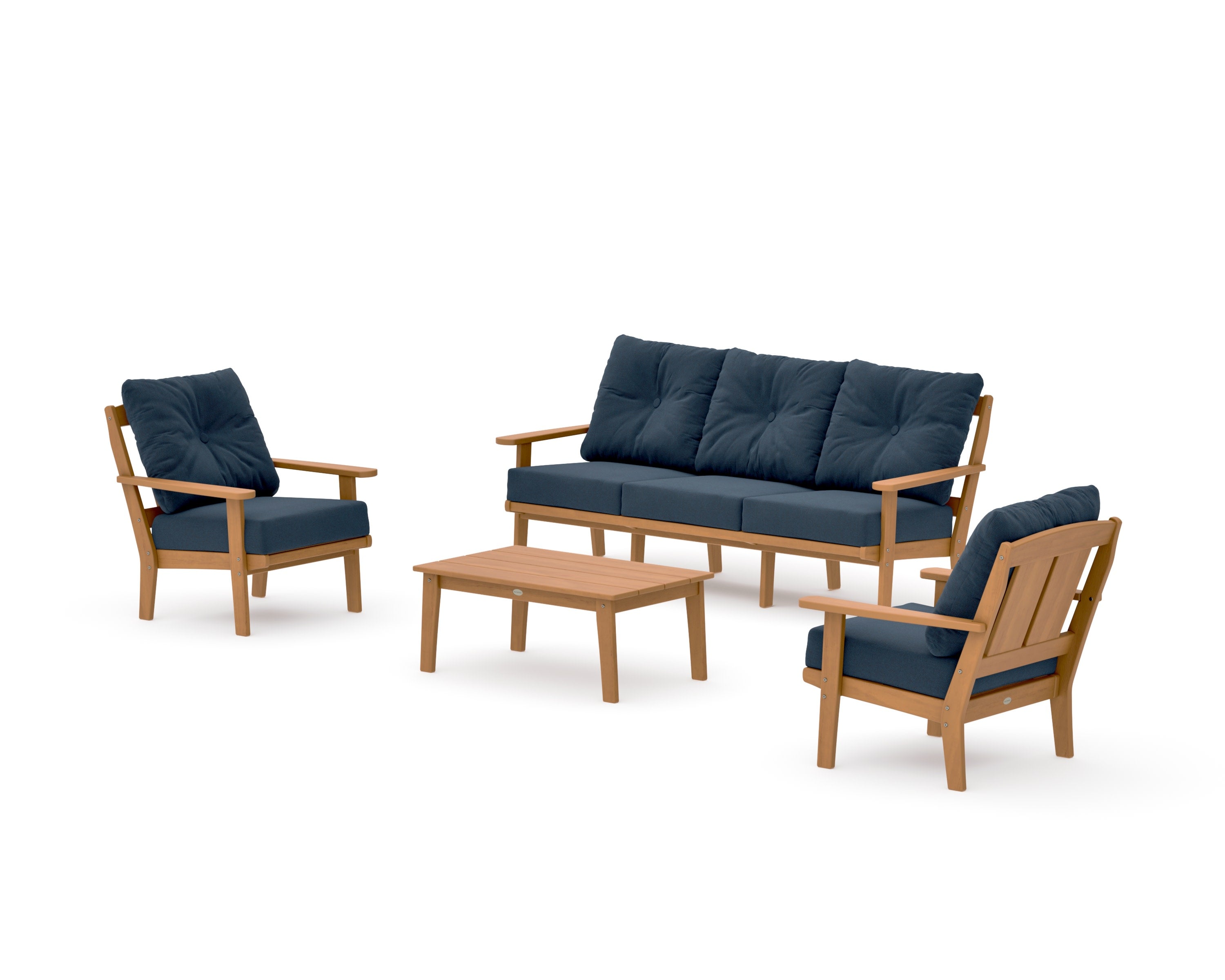 Mission 4-Piece Deep Seating Set with Sofa in Natural / Marine Indigo