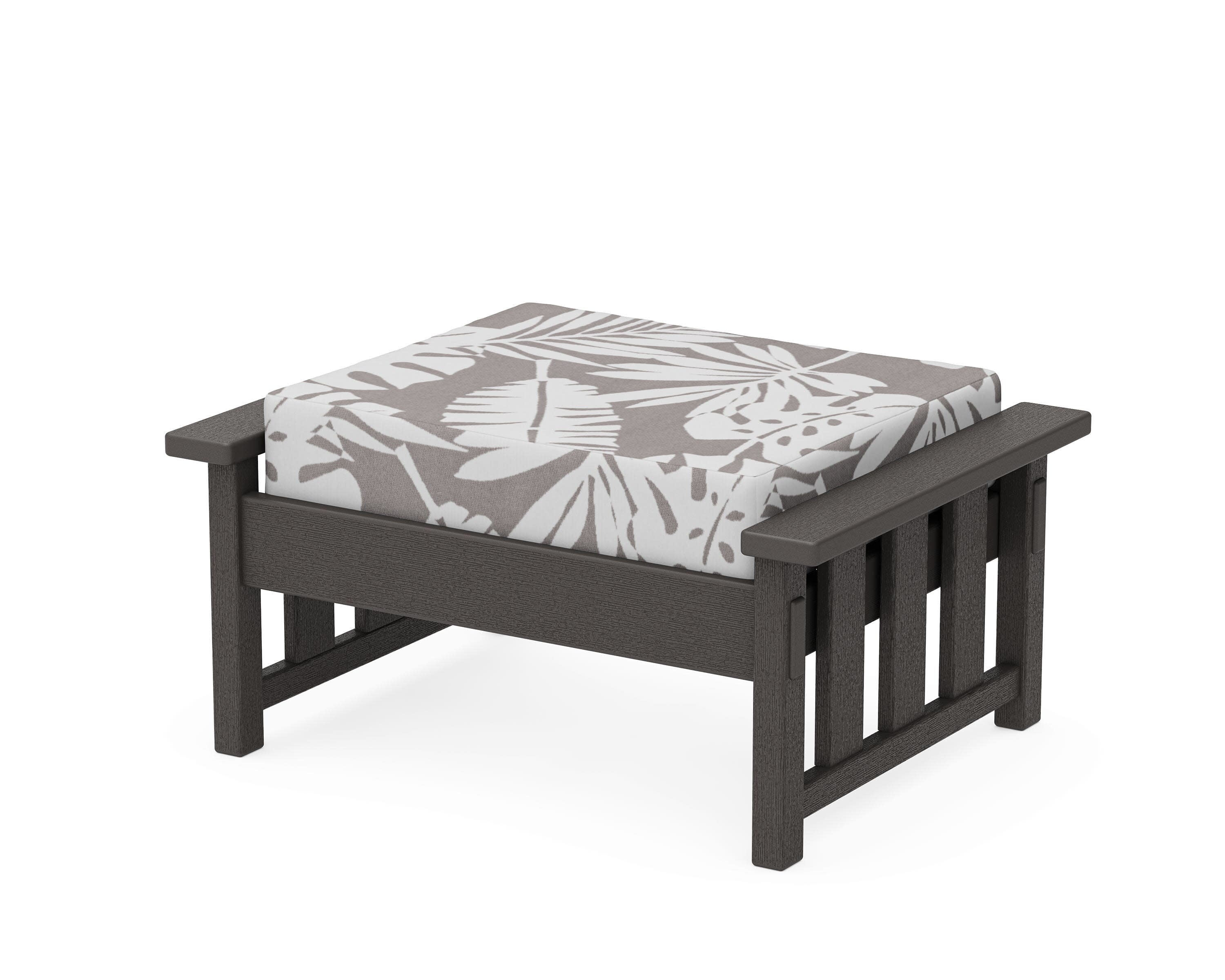 Acadia Deep Seating Ottoman in Vintage Coffee / Leaf Grey Mist