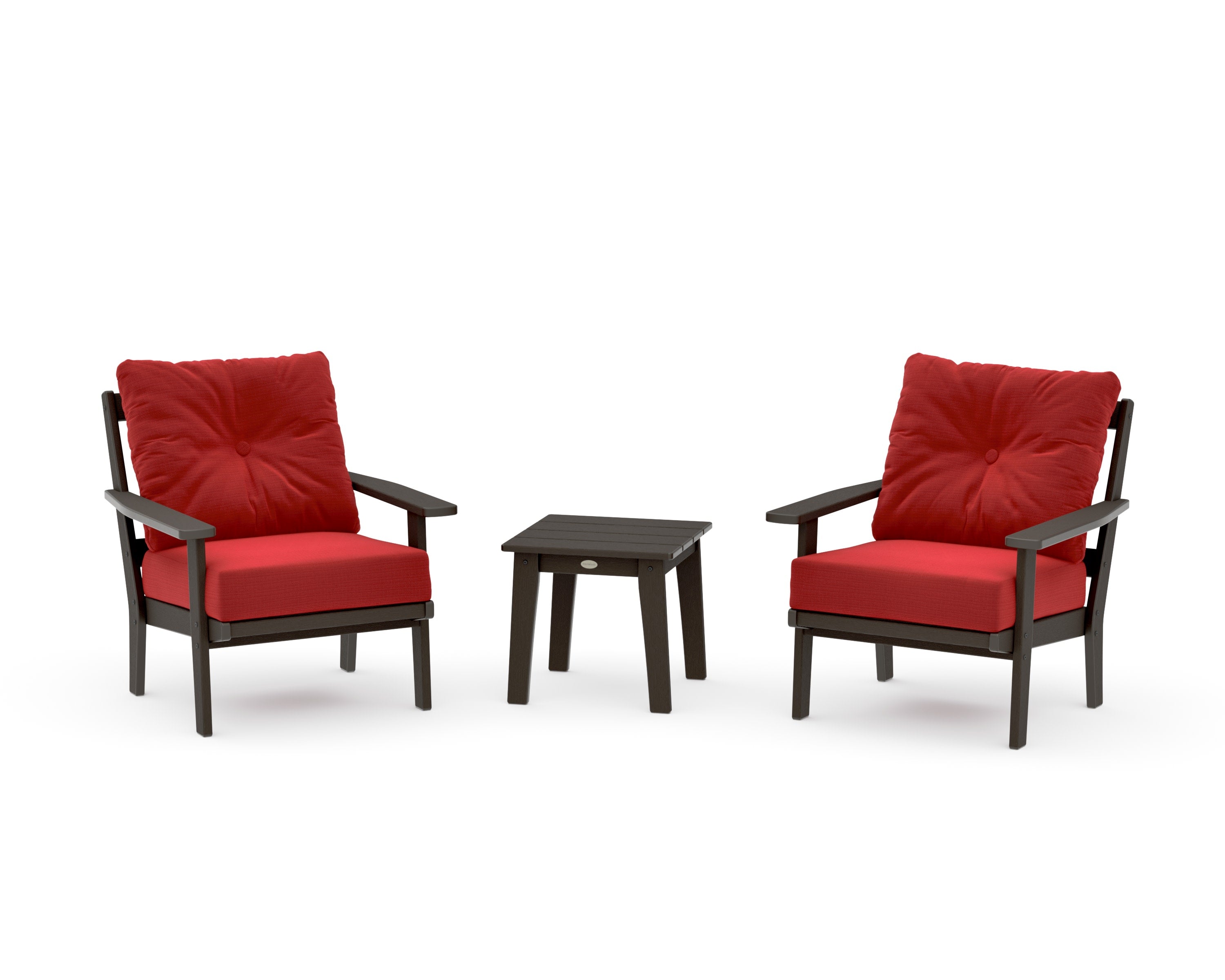 Prairie 3-Piece Deep Seating Set in Vintage Coffee / Crimson Linen