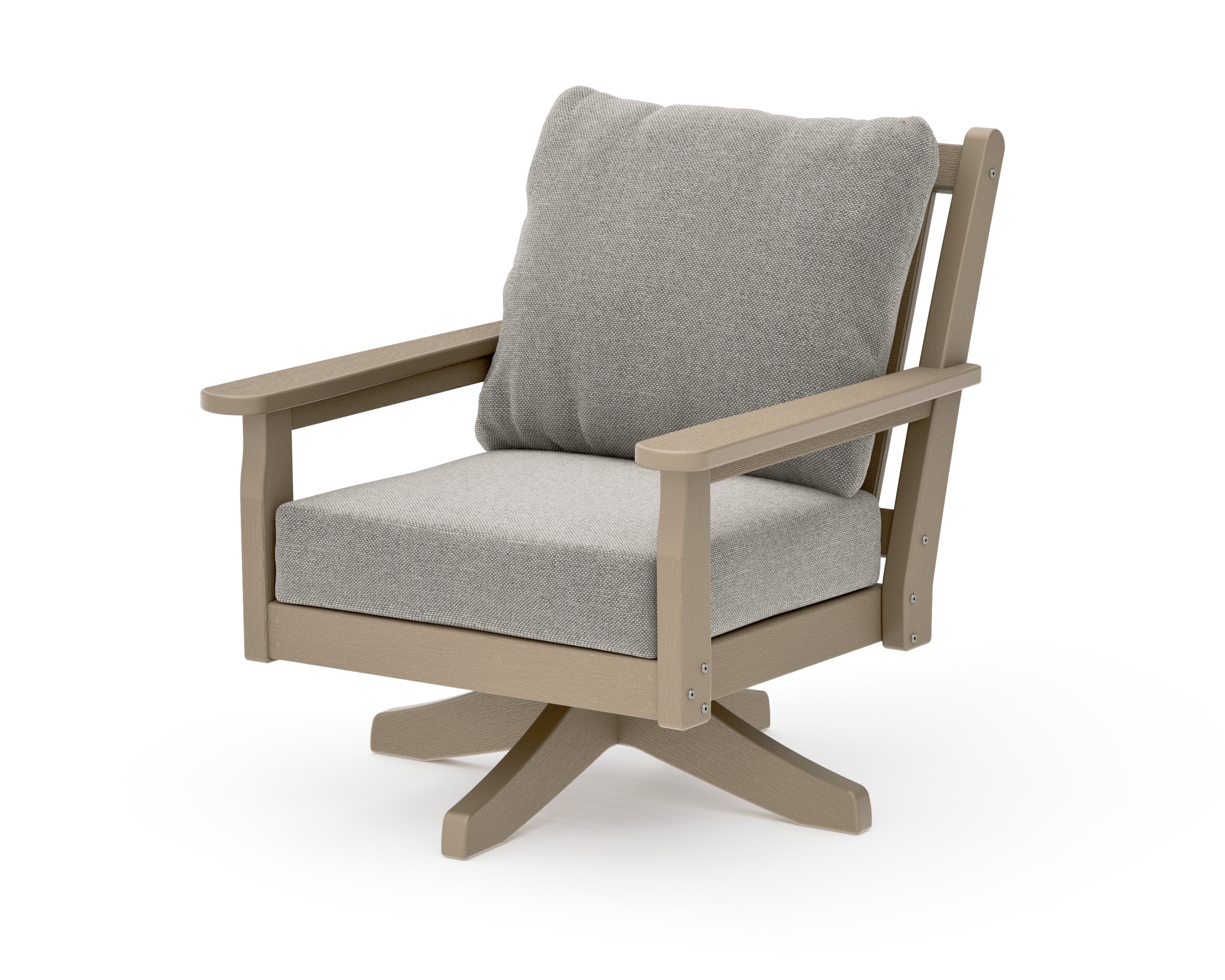 Chippendale Deep Seating Swivel Chair in Vintage Sahara / Weathered Tweed