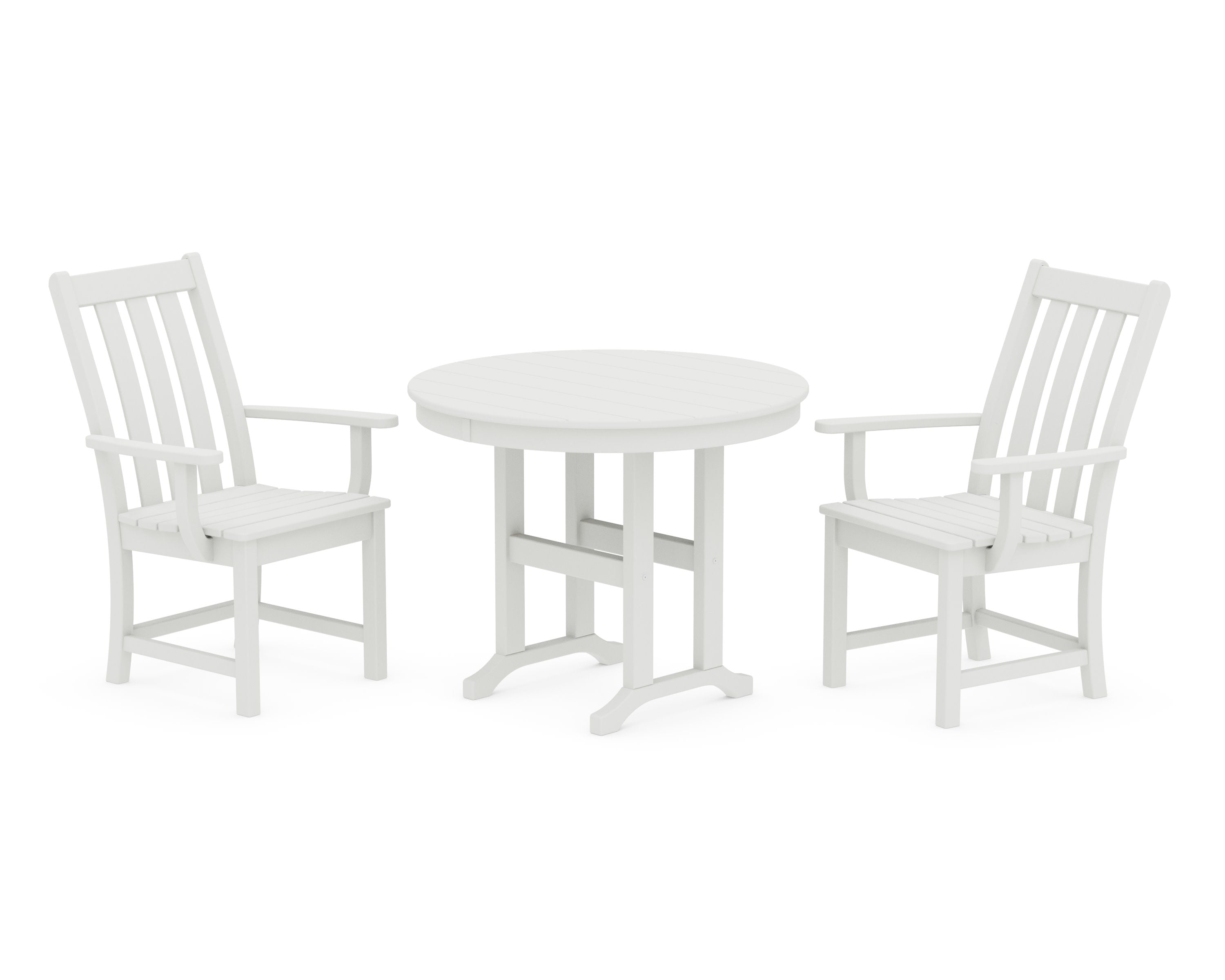 Vineyard 3-Piece Round Dining Set in Vintage White