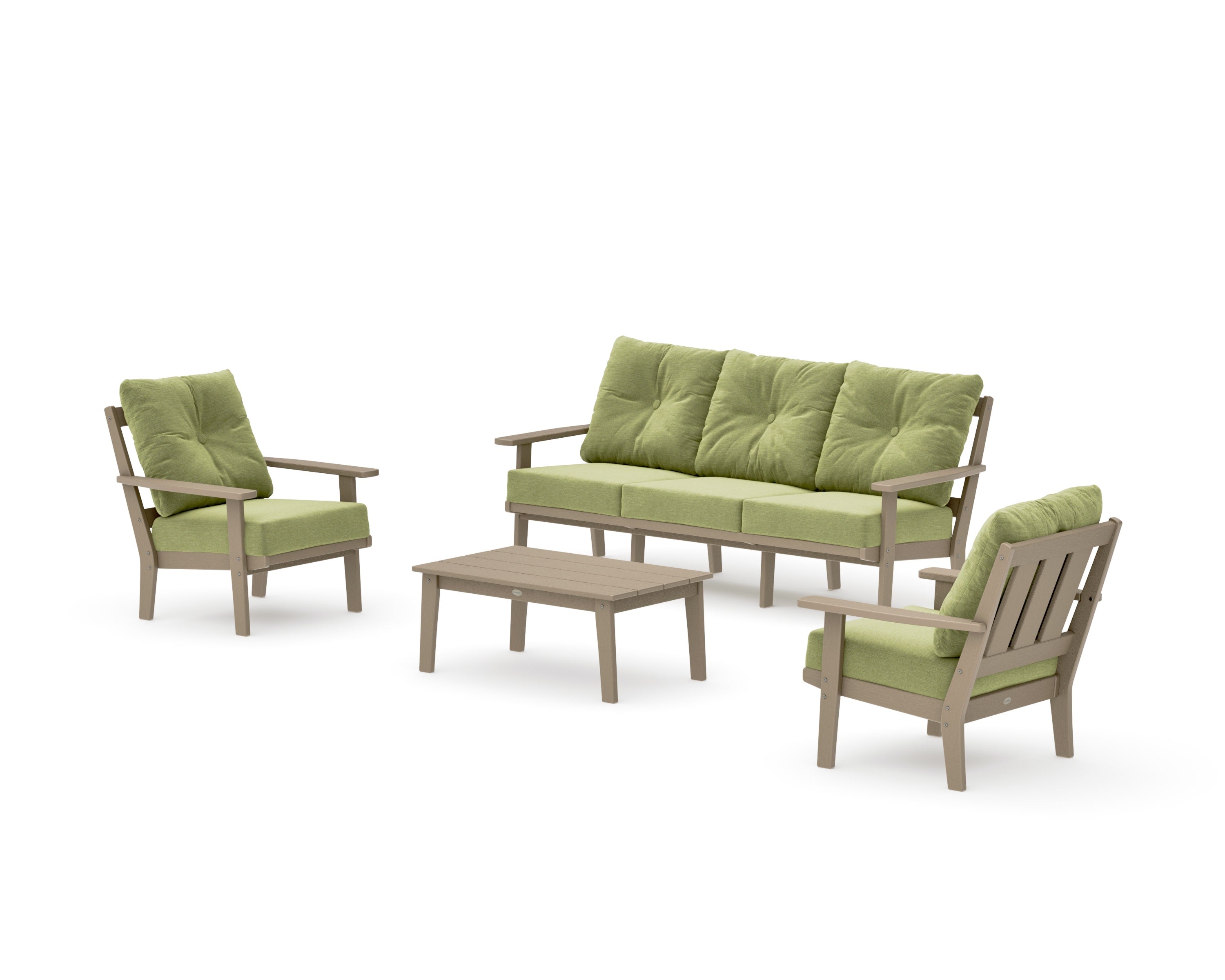 Oxford 4-Piece Deep Seating Set with Sofa in Vintage Sahara / Chartreuse Boucle