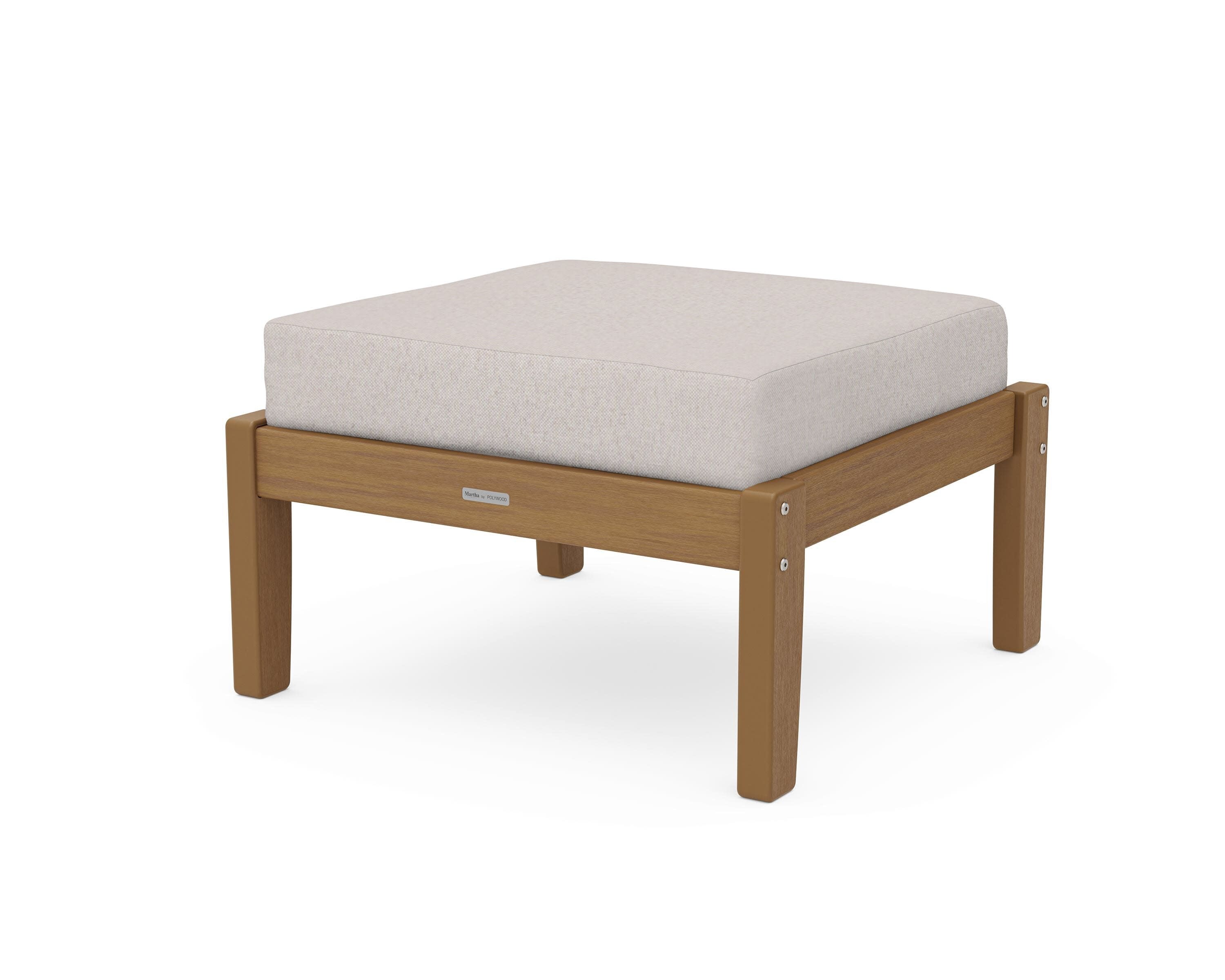 Chinoiserie Deep Seating Ottoman in Natural / Dune Burlap