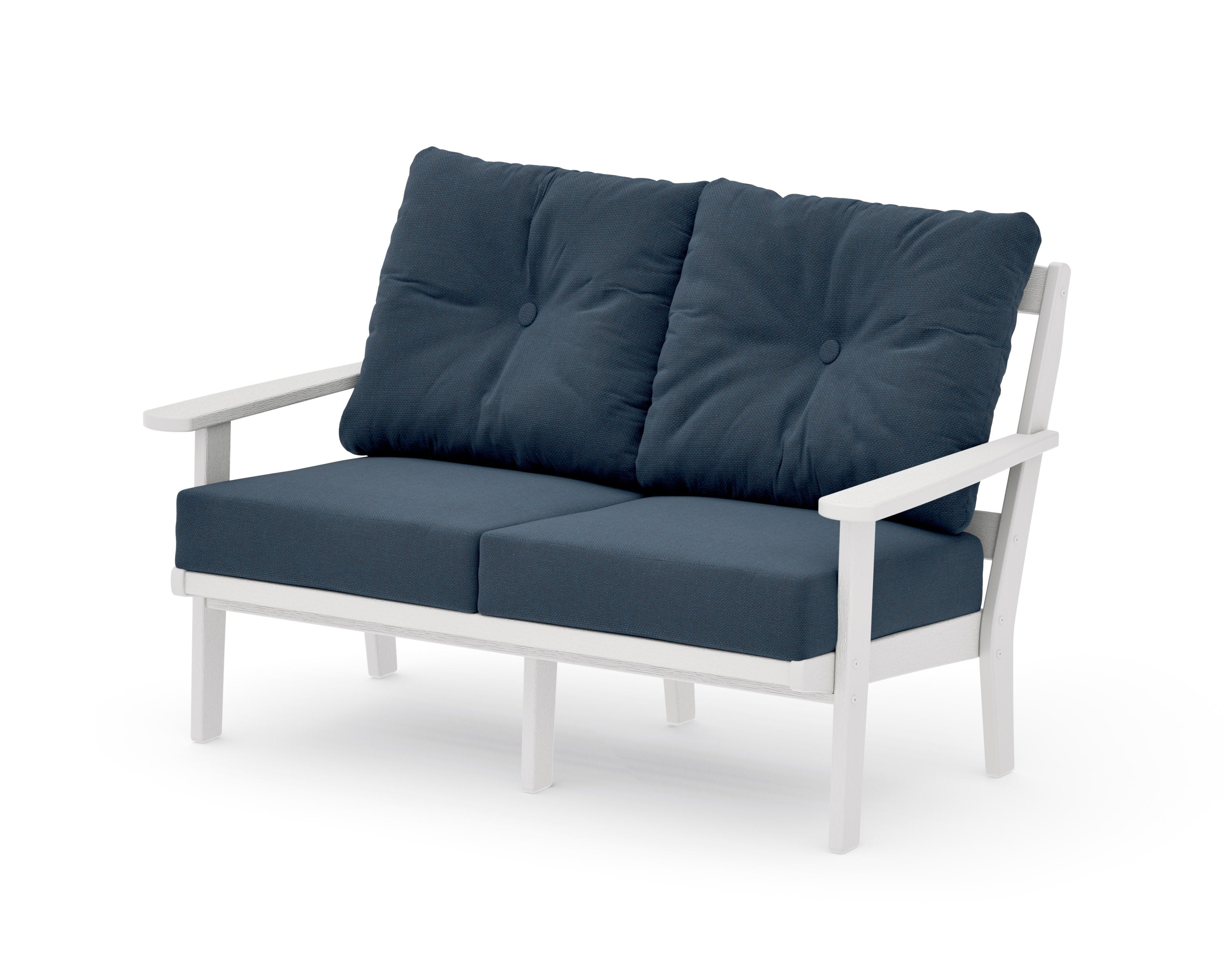 Mission Deep SeatingLoveseat in Vintage White / Marine Indigo