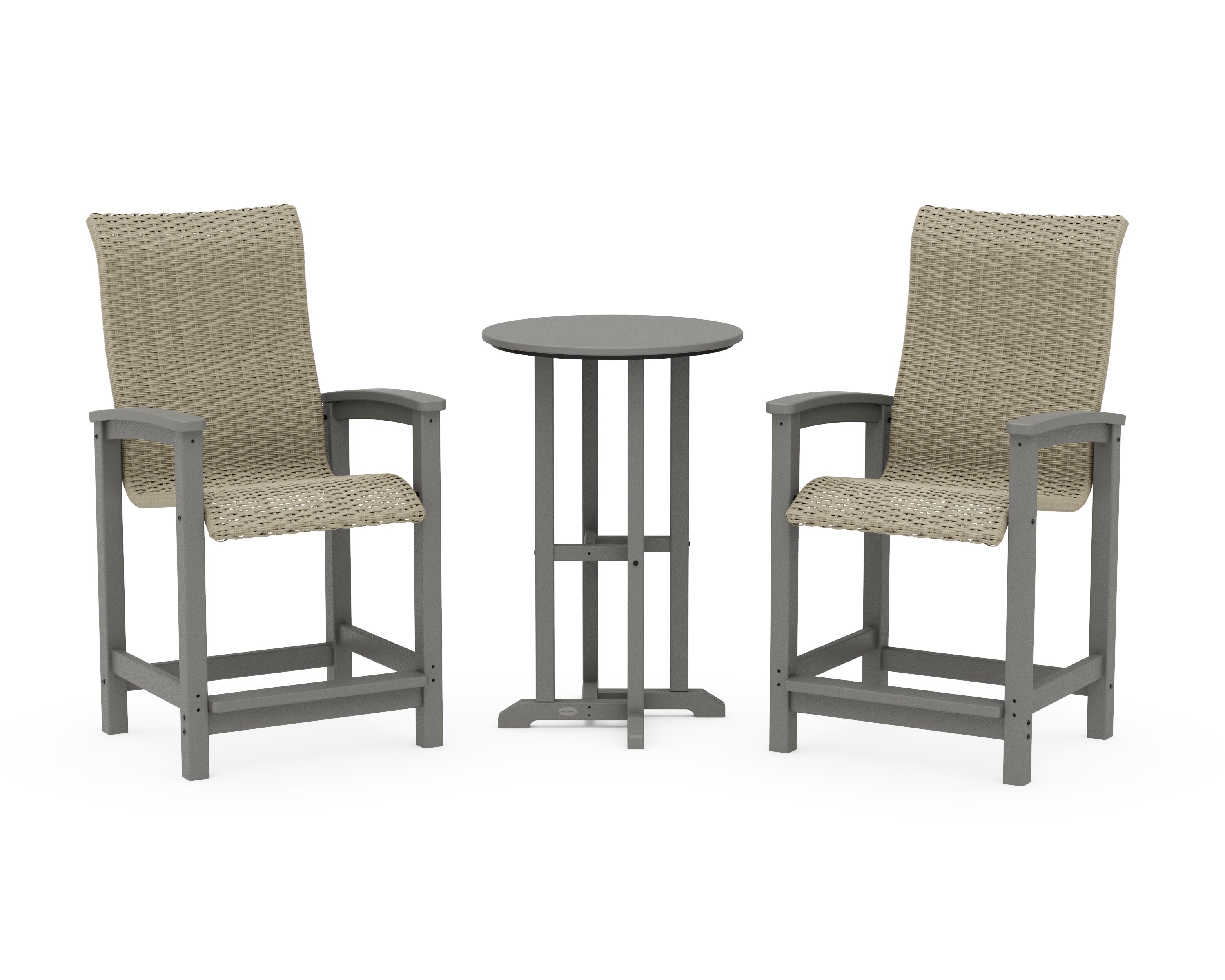 Coastal Woven High-Back 3-Piece Farmhouse Counter Set