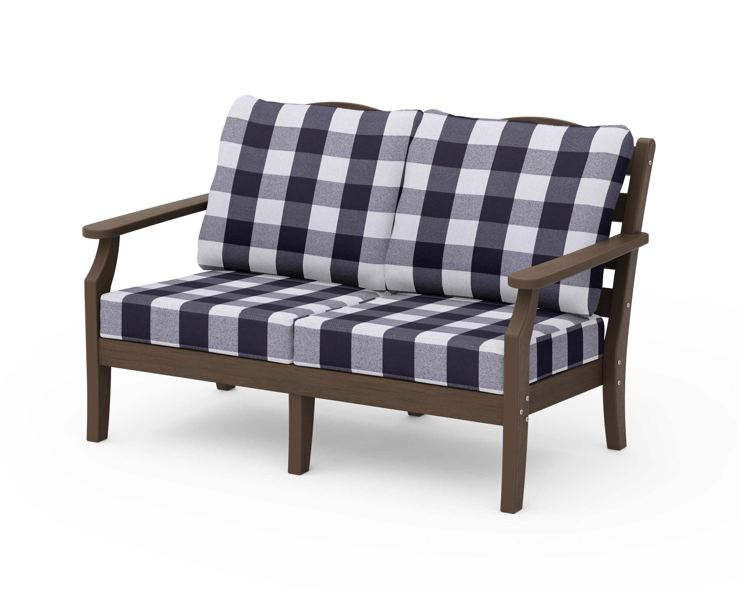 Savannah Deep Seating Loveseat in Kona / Buffalo Plaid Navy