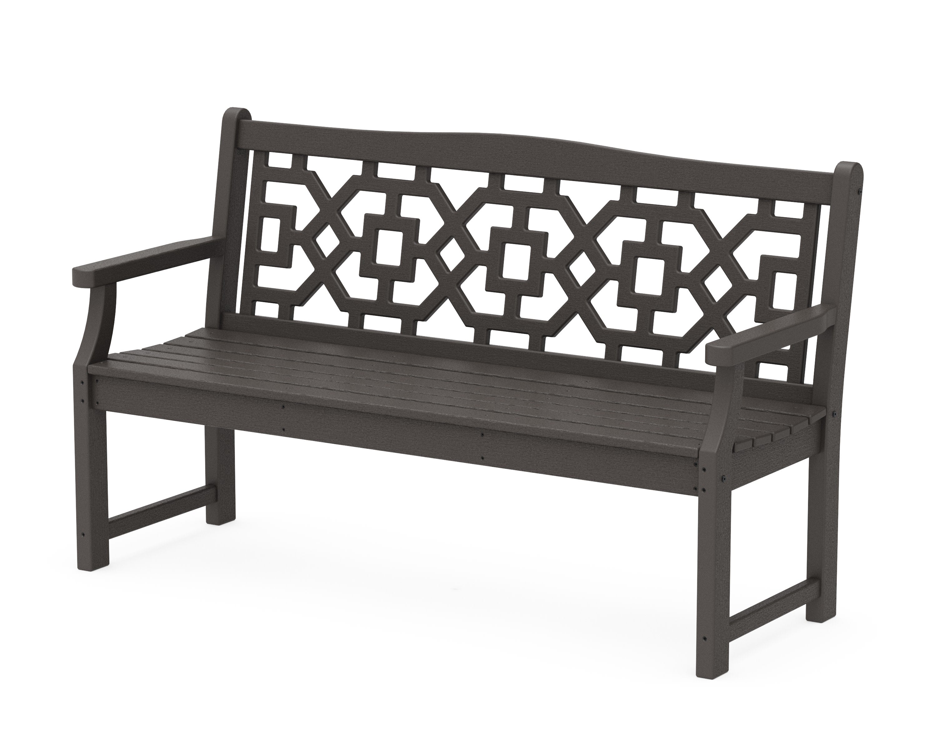 Chinoiserie 60" Garden Bench in Vintage Coffee