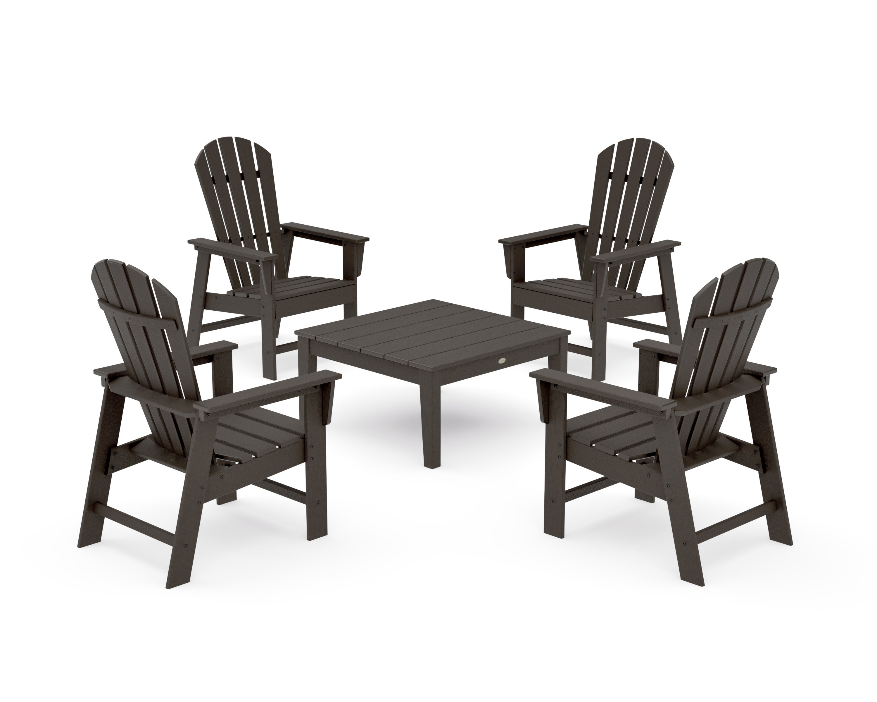 5-Piece South Beach Casual Chair Conversation Set with 36" Conversation Table in Vintage Coffee