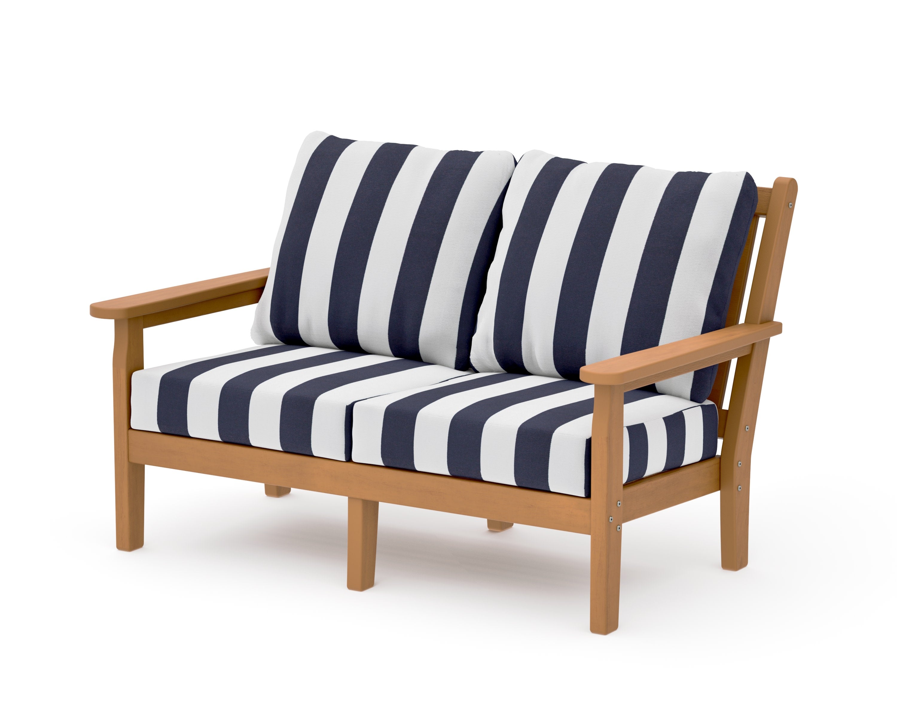 Chippendale Deep Seating Loveseat in Natural / Cabana Stripe Navy