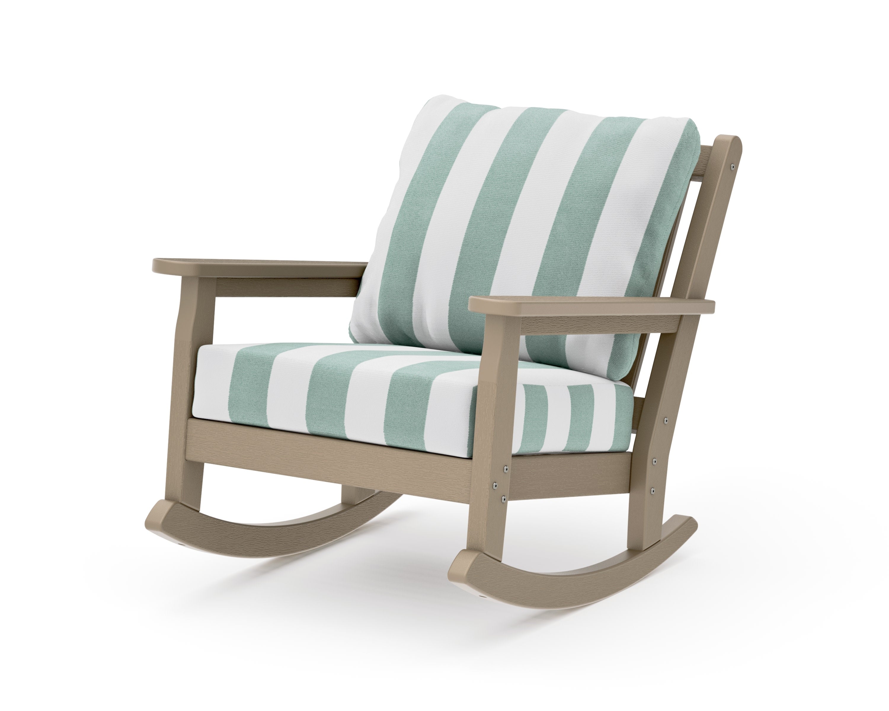 Chippendale Deep Seating Rocking Chair in Vintage Sahara / Cabana Stripe Glacier Spa