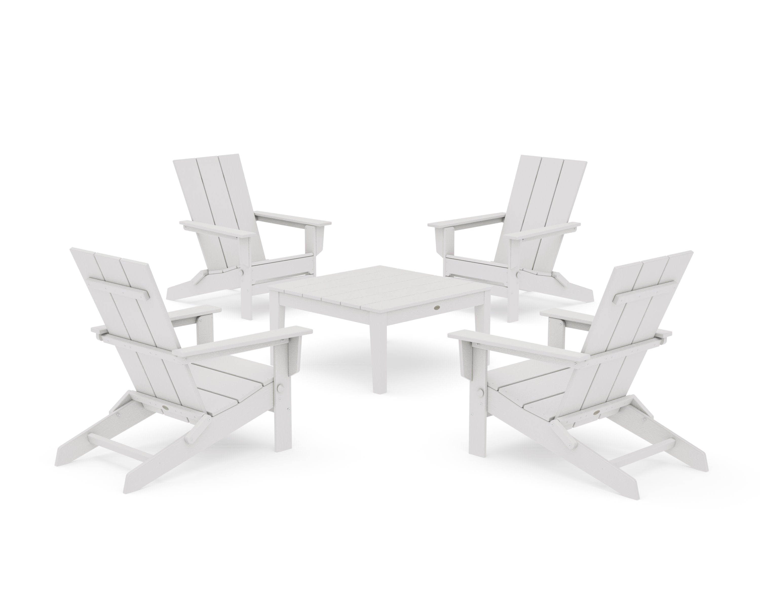 5-Piece Modern Studio Folding Adirondack Chair Conversation Group in Vintage White