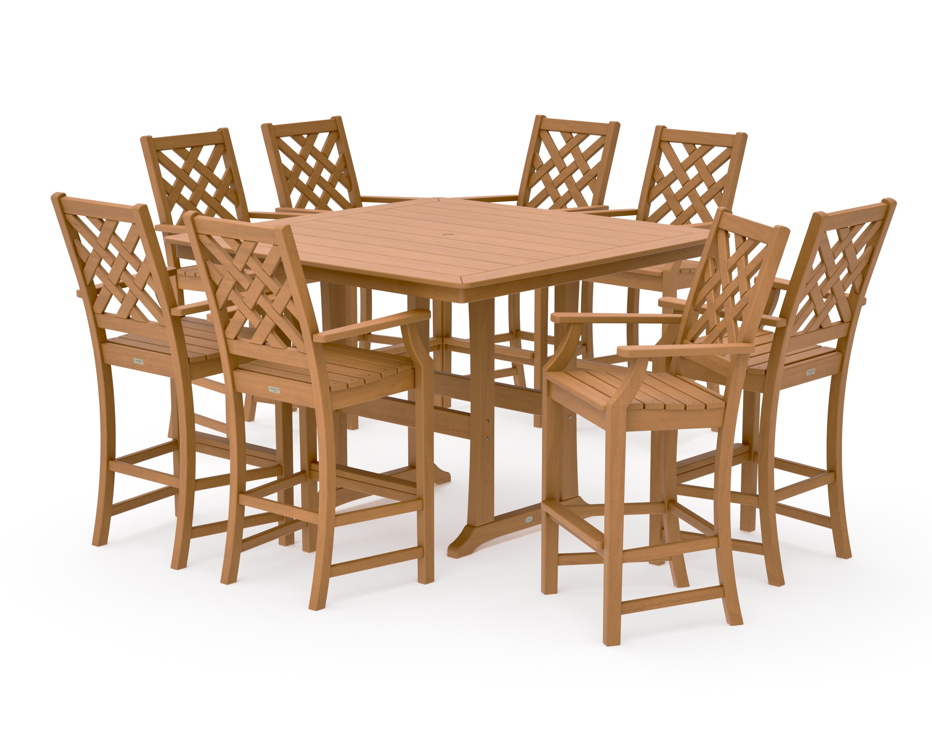 Wovendale 9-Piece Square Bar Set with Trestle Legs in Natural