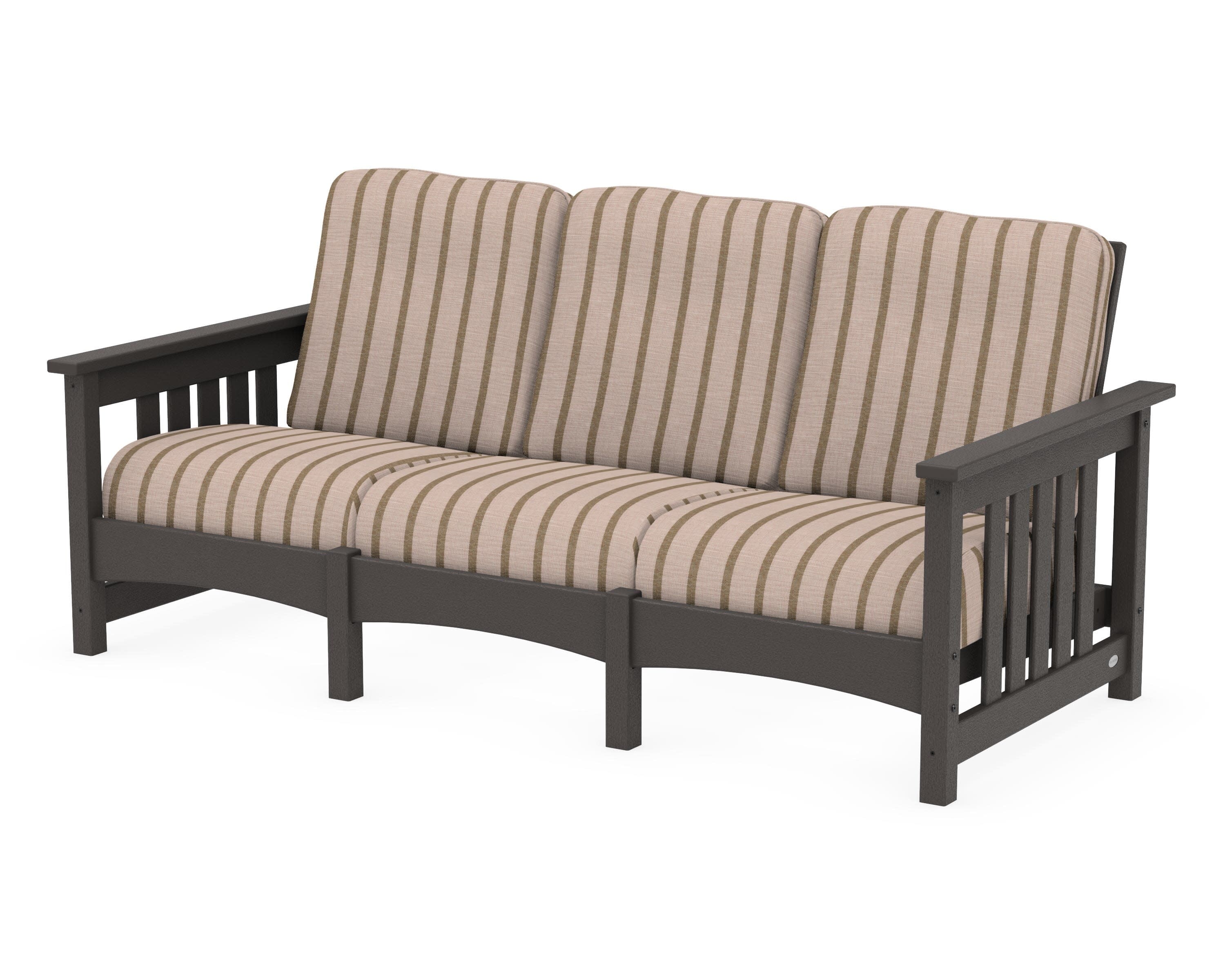 Club Mission Sofa in Vintage Coffee / Unwind Cameo