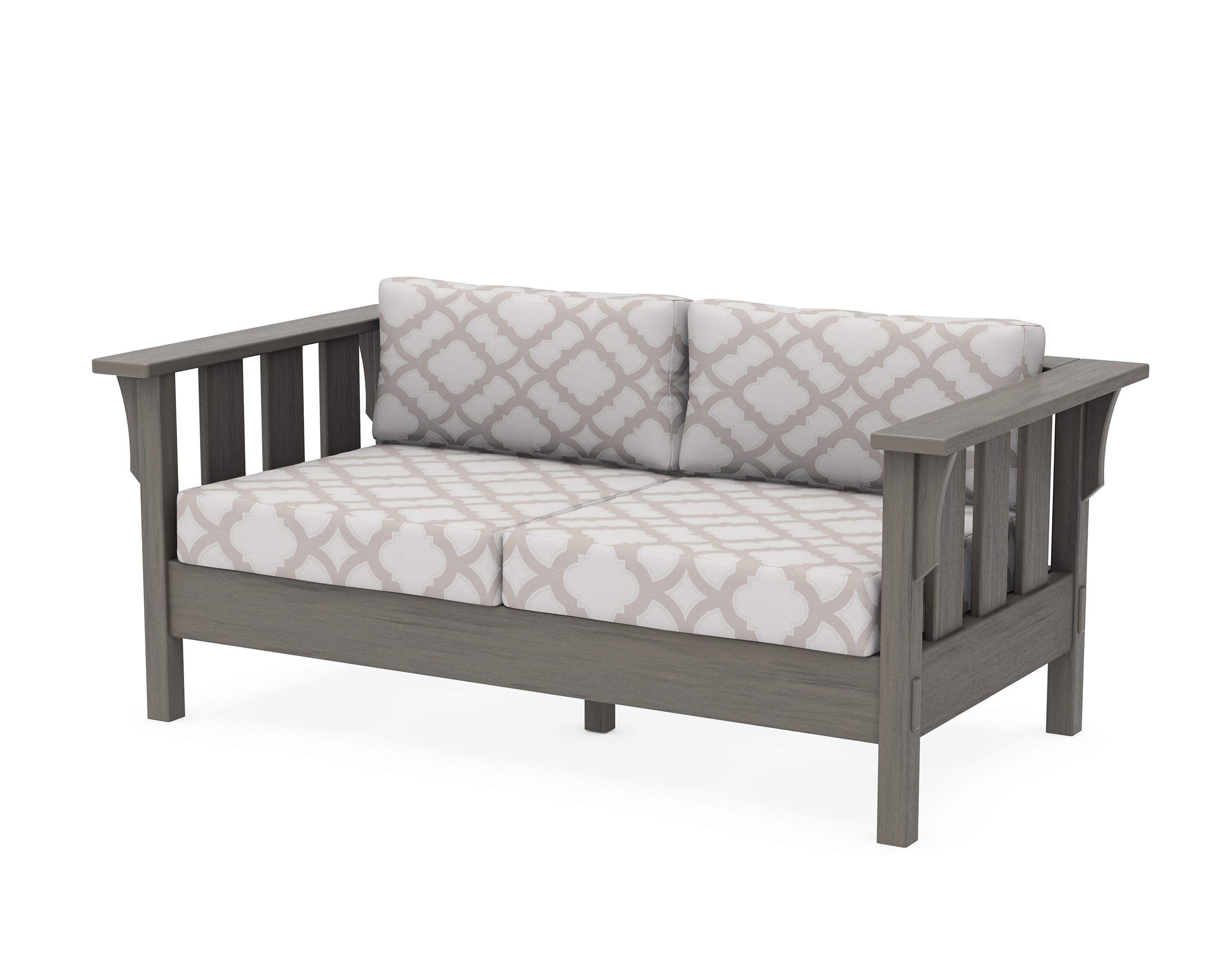 Acadia Deep Seating Loveseat in Driftwood / Trellis Dune Burlap