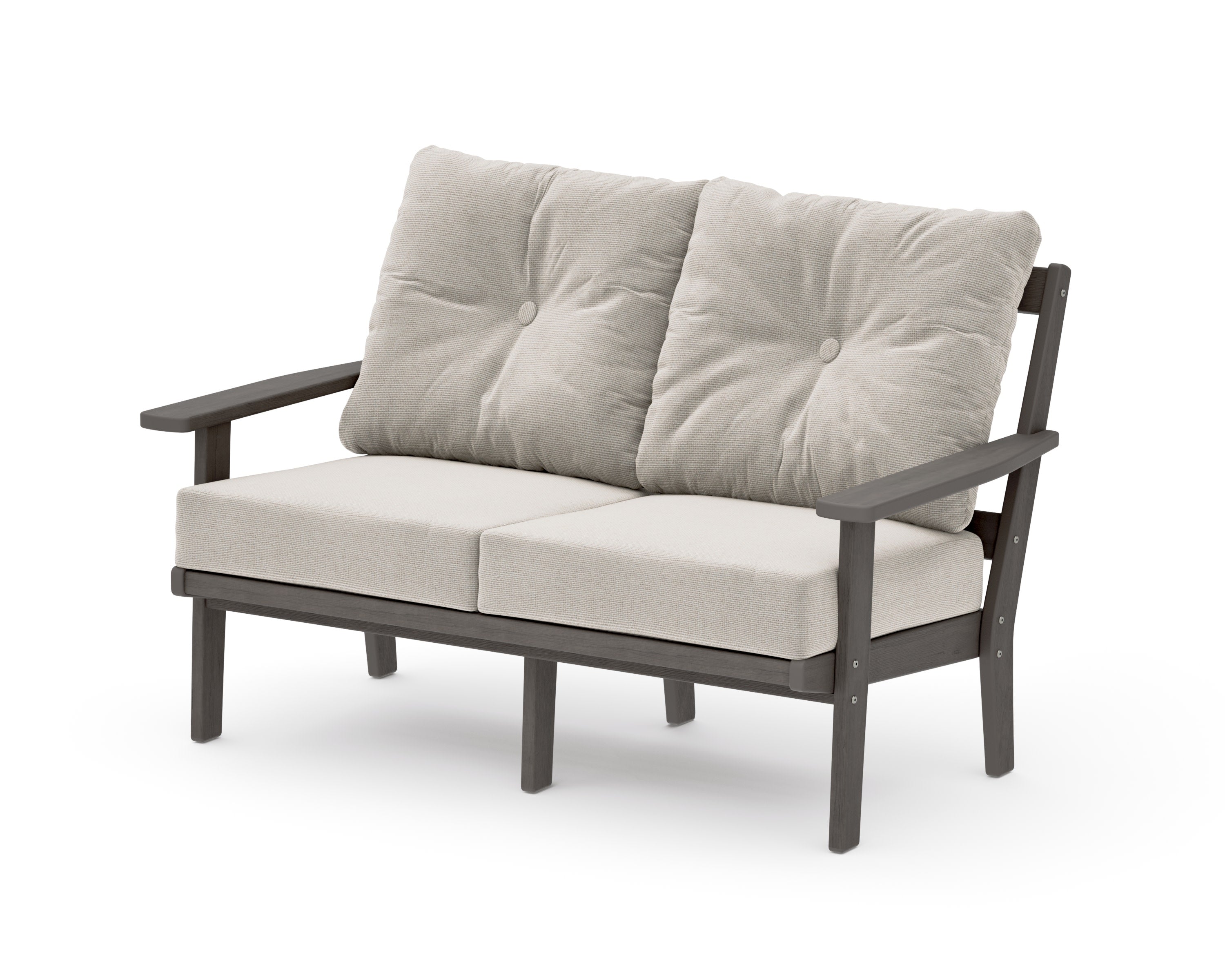 Prairie Deep SeatingLoveseat in Driftwood / Dune Burlap