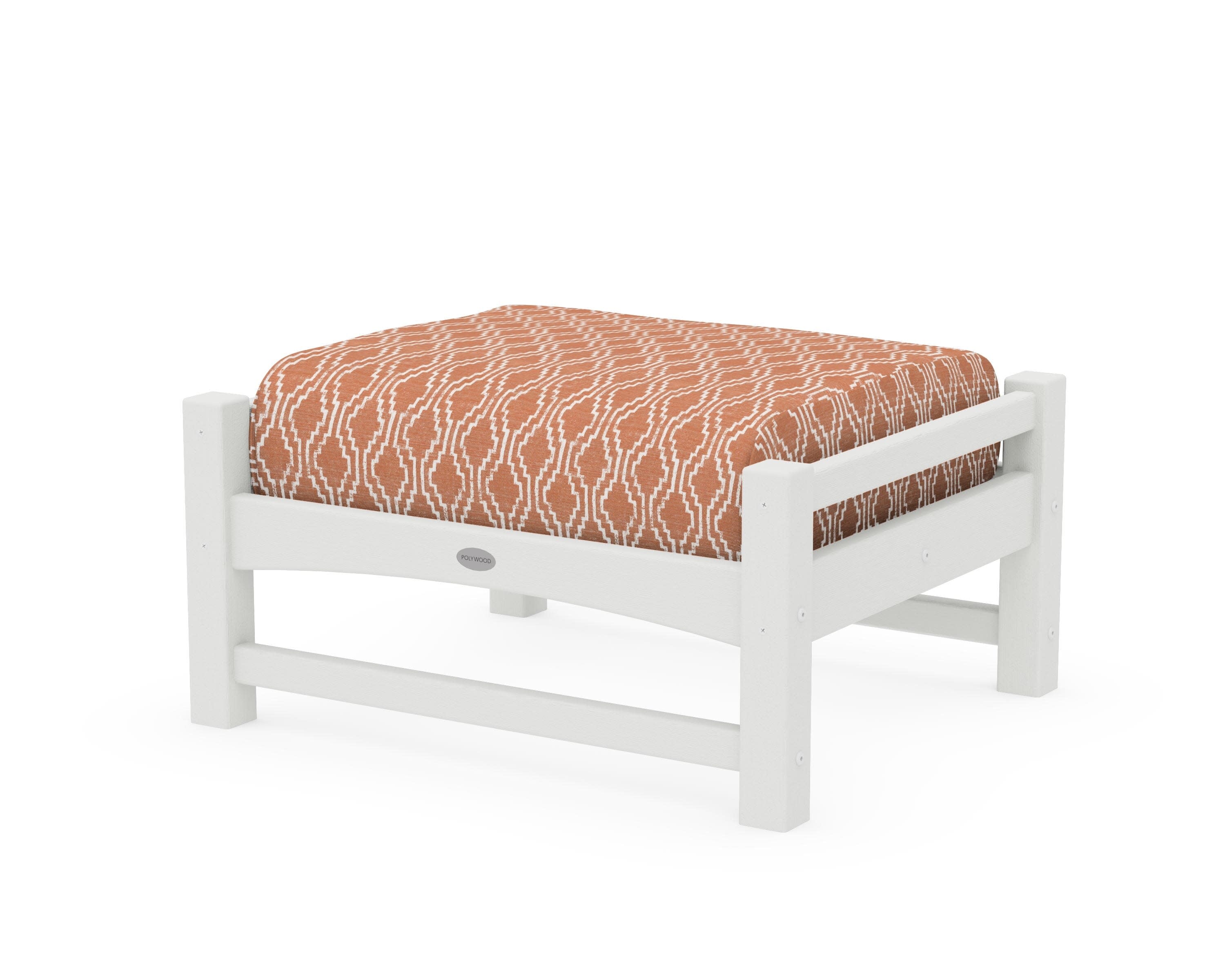 Club Ottoman in Vintage White / Solve Clay