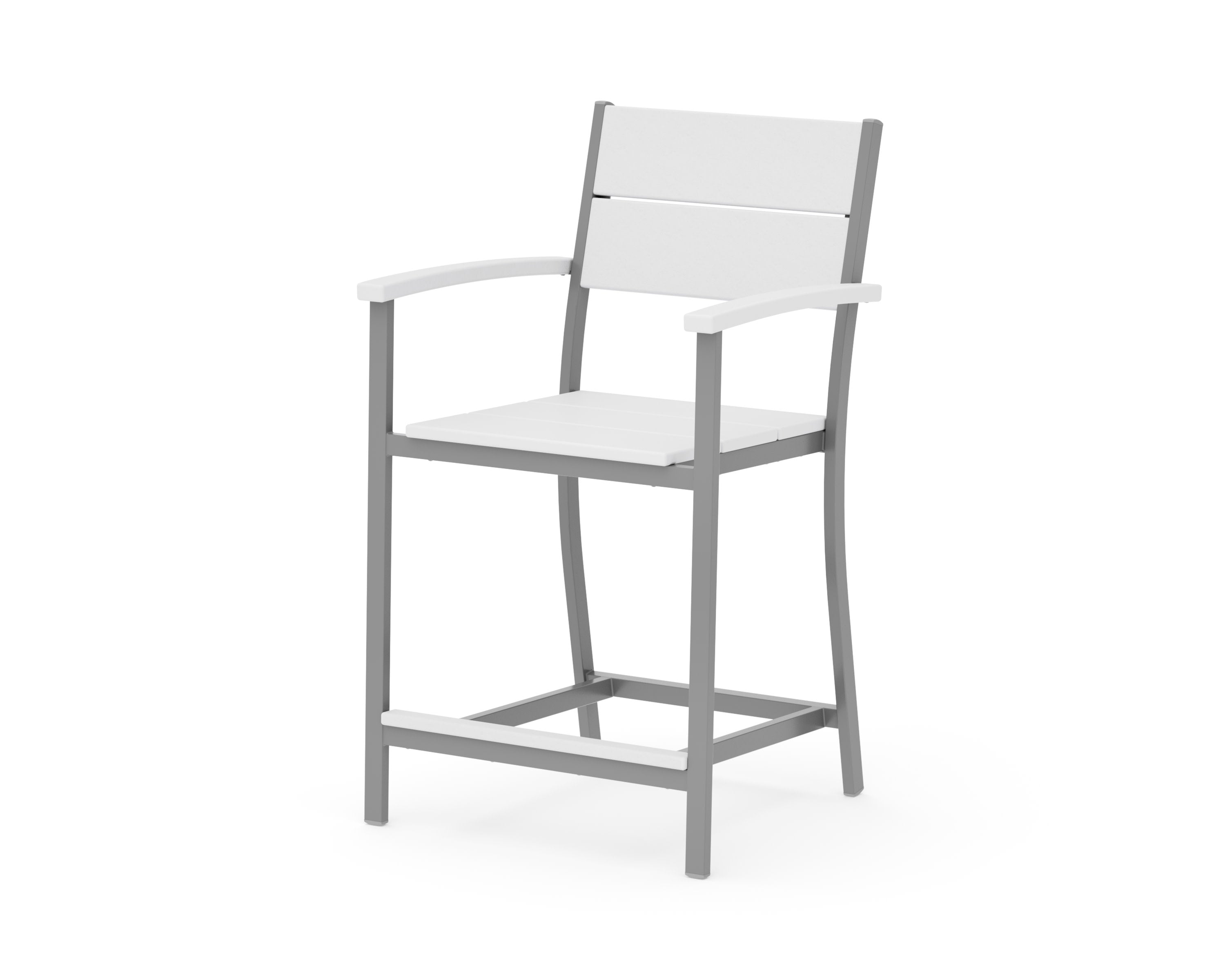 Main Street Counter Arm Chair in Silver / White