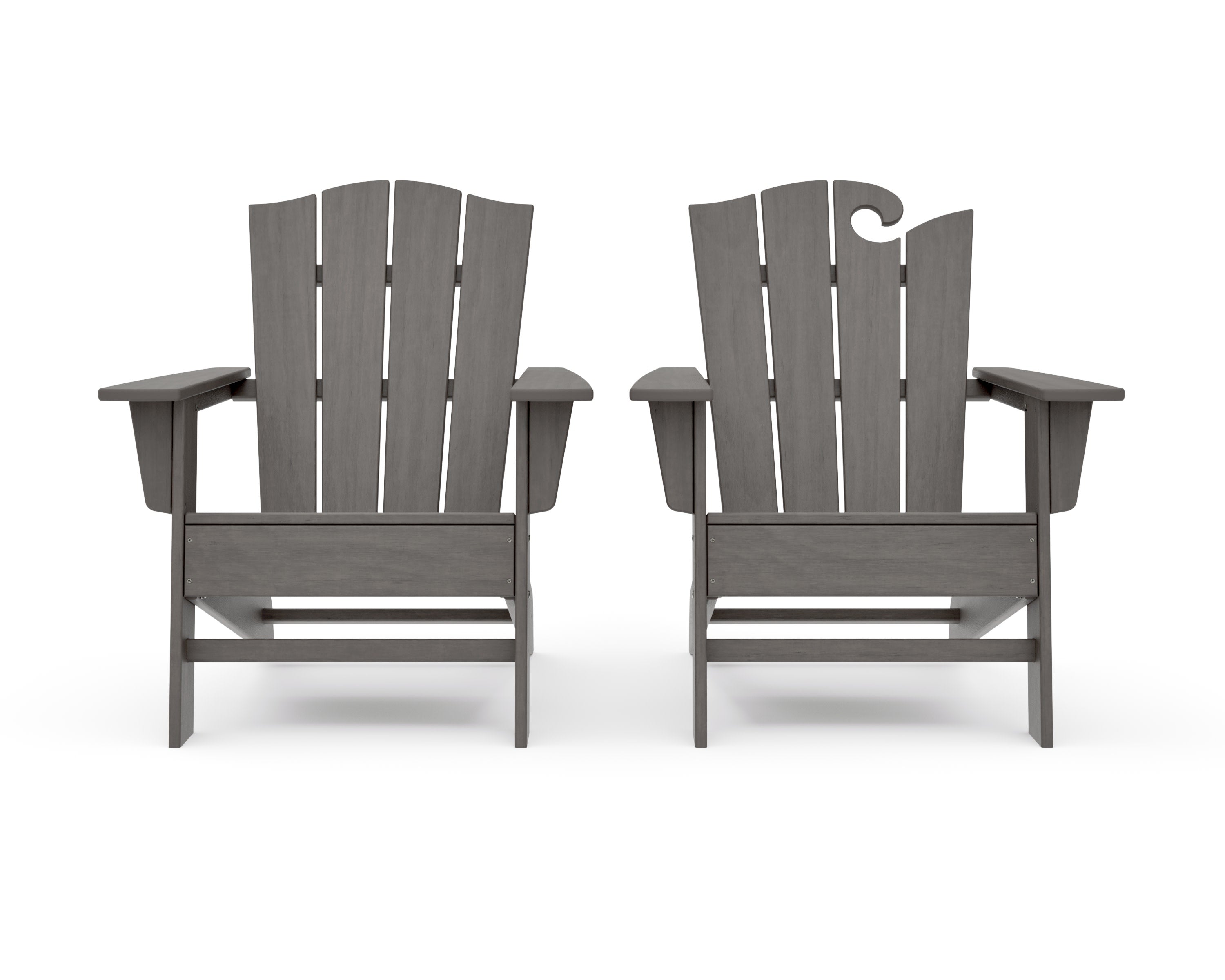 Wave 2-Piece Adirondack Chair Set with The Crest Chair in Driftwood