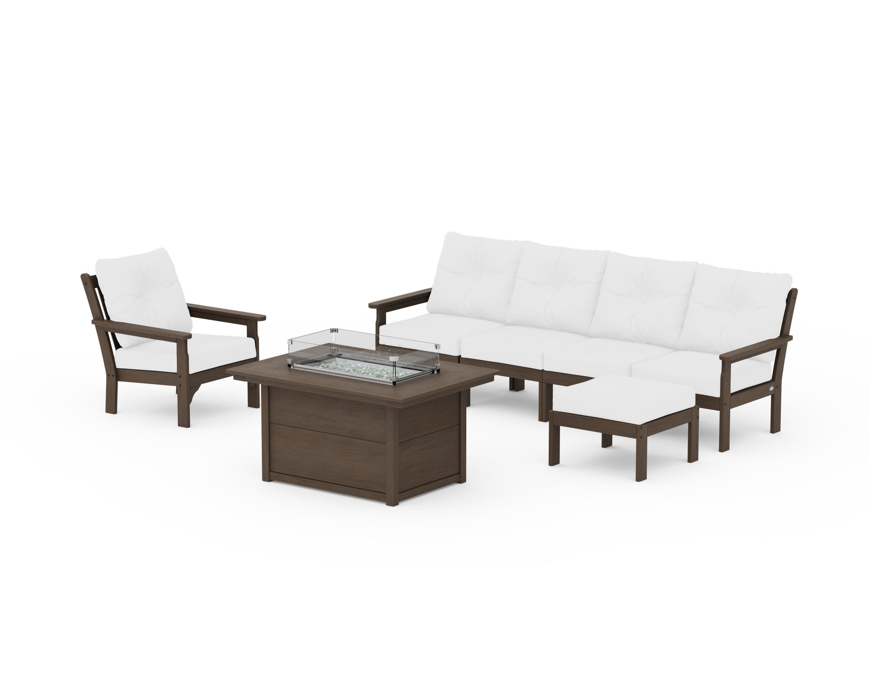 Vineyard Sectional Lounge and Fire Pit Set in Kona / Natural