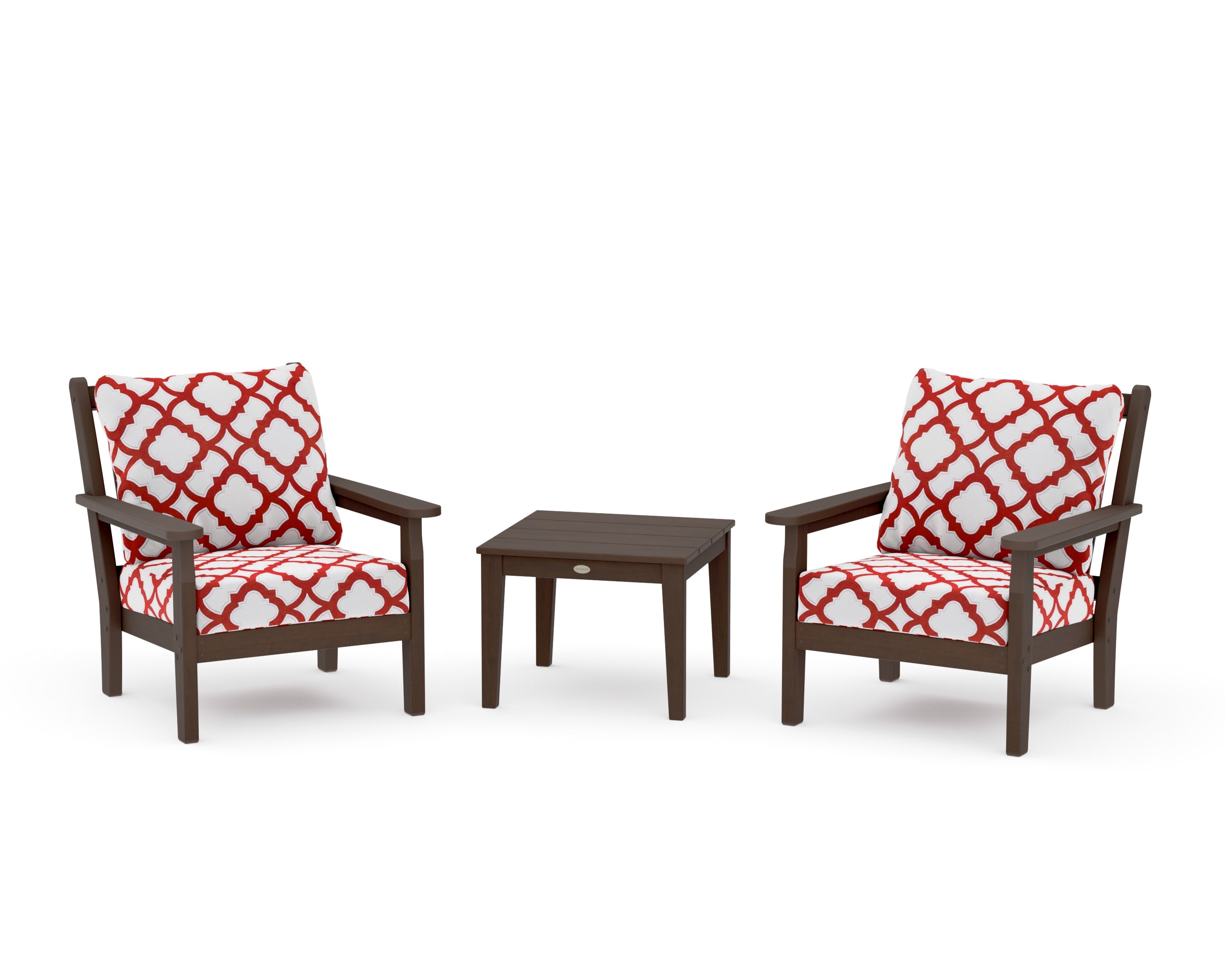 Chippendale 3-Piece Deep Seating Set in Kona / Trellis Crimson